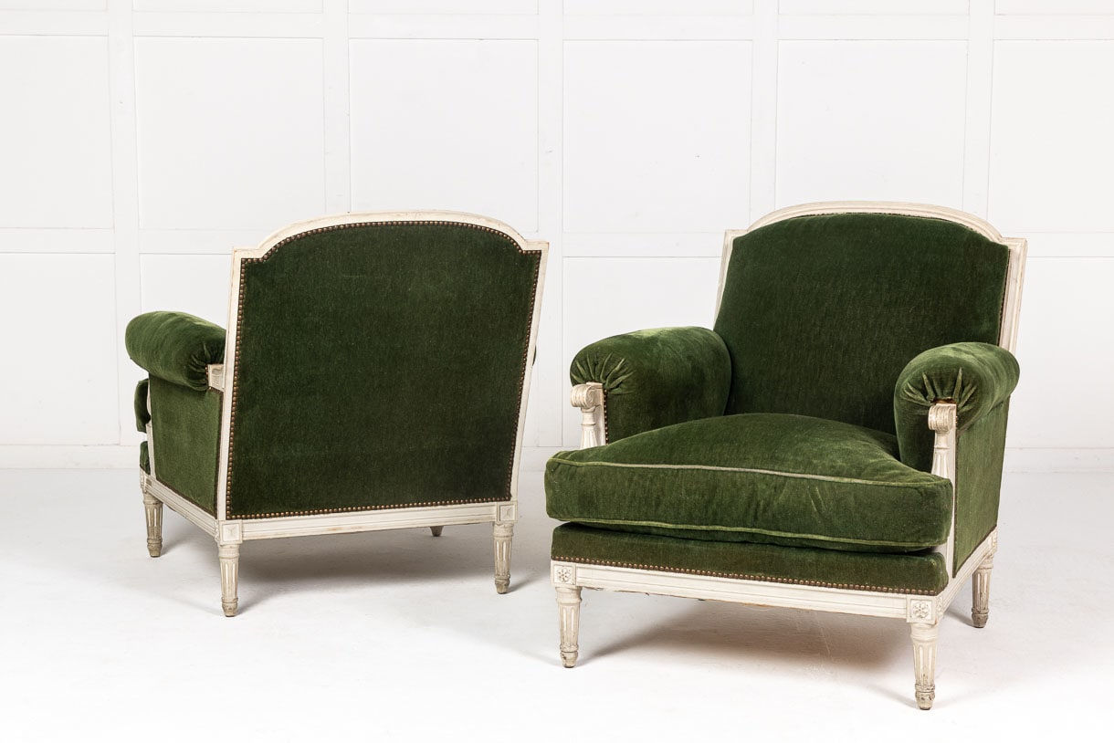 Pair of 1940s French Painted Armchairs