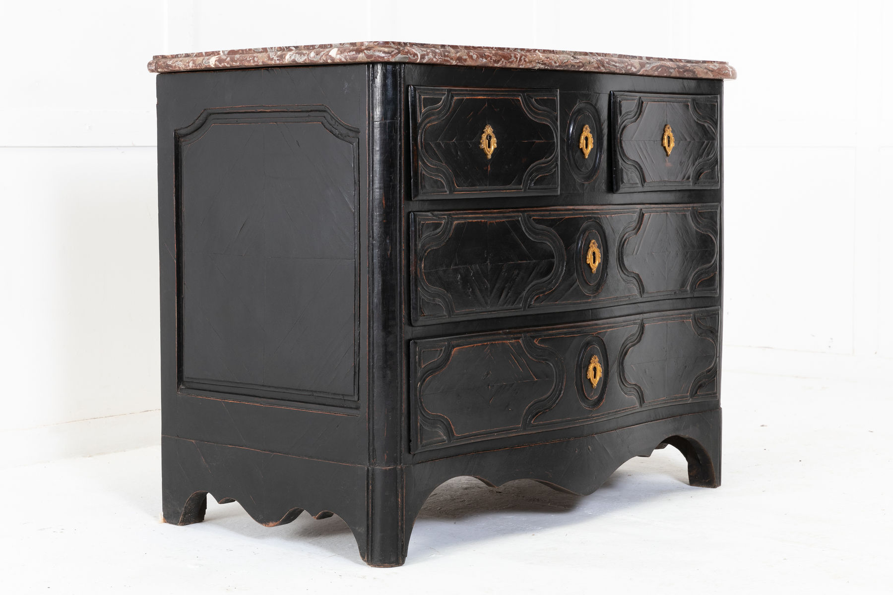 18th Century French Ebonised Commode with Marble Top