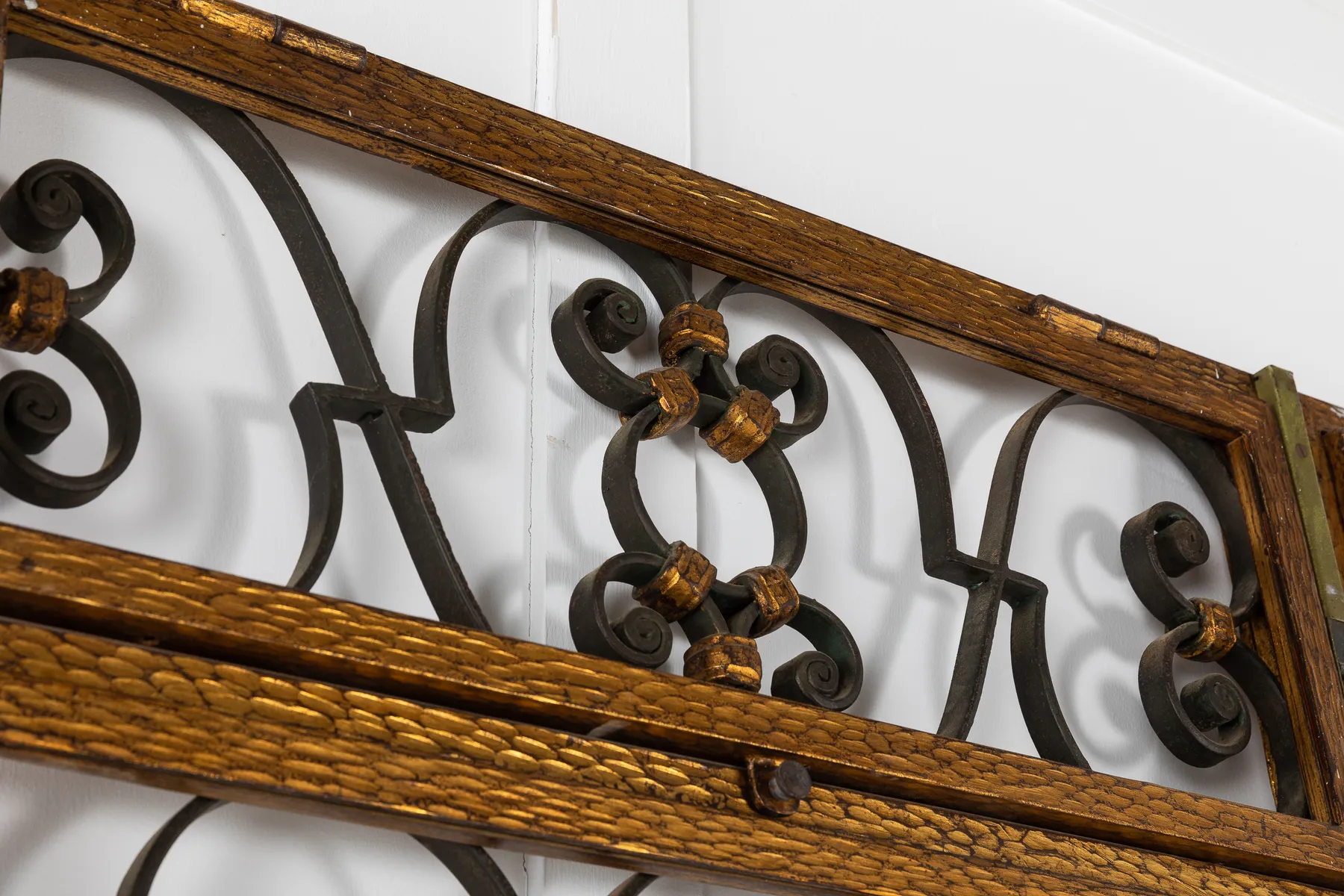 Pair of 1960s Spanish Wrought Iron and Gilt Metal Doors