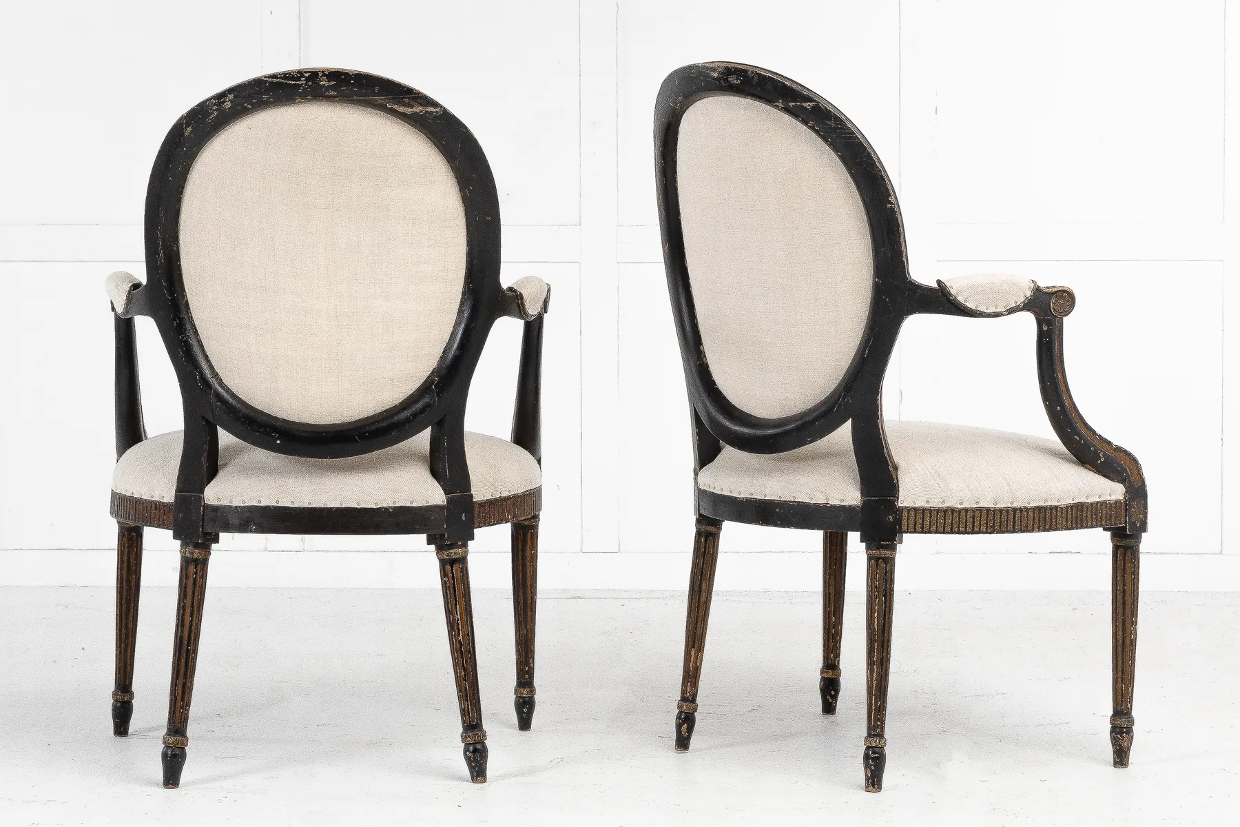Pair of George III Painted and Gilt Armchairs