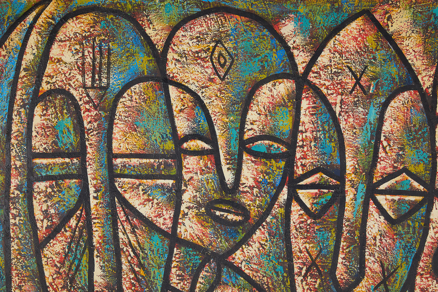 SOLD, 1970s Painting of African Masks