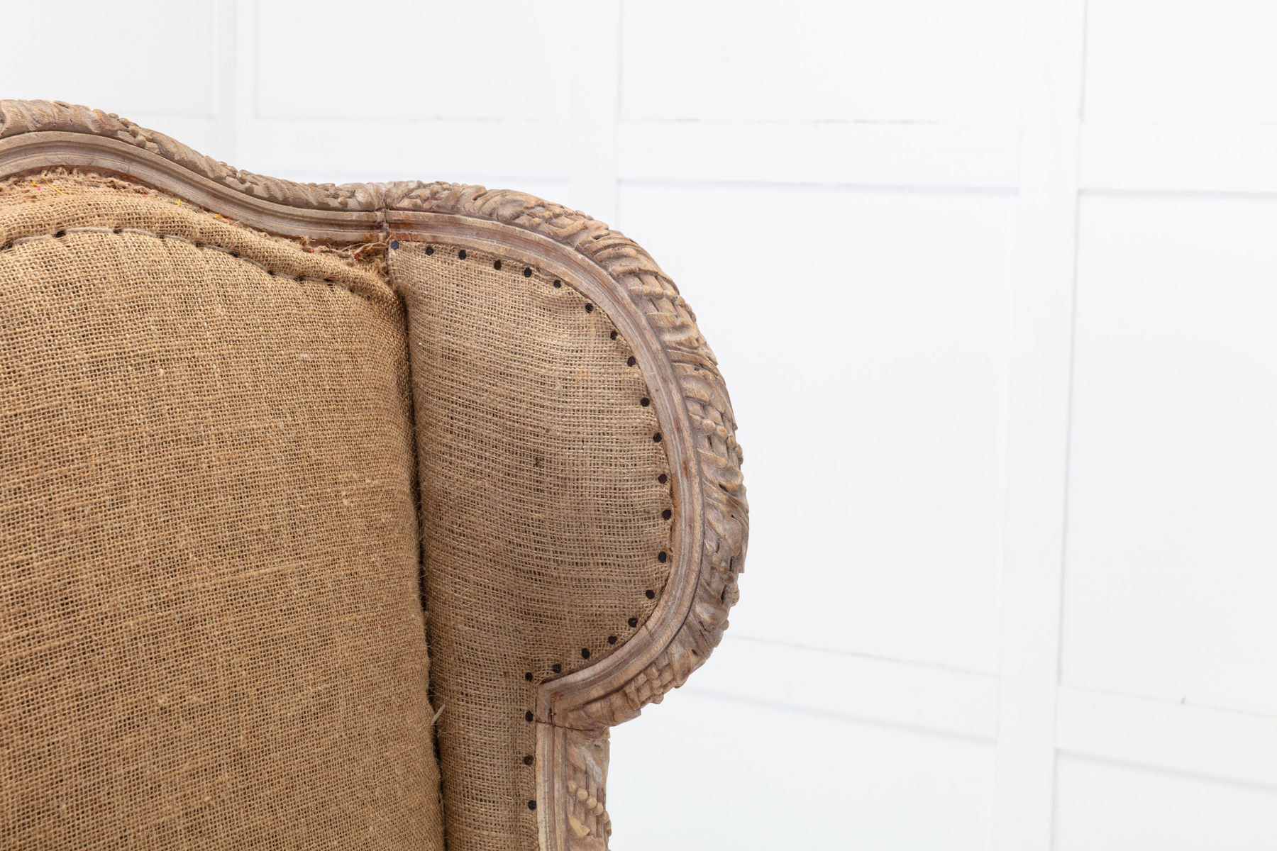 SOLD, 19th Century French Carved Wood Wing Chair