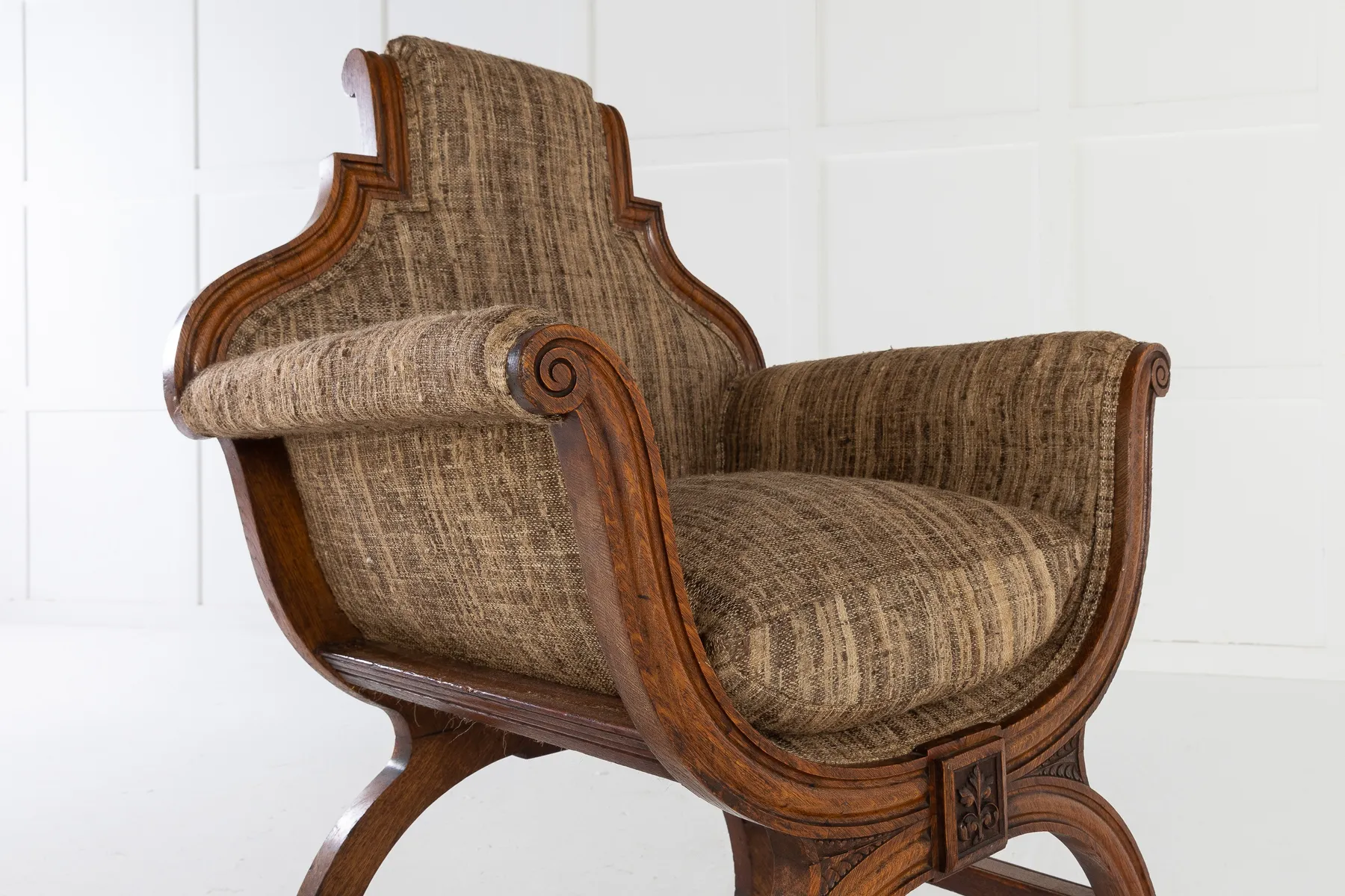19th Century Oak x-Frame Armchair