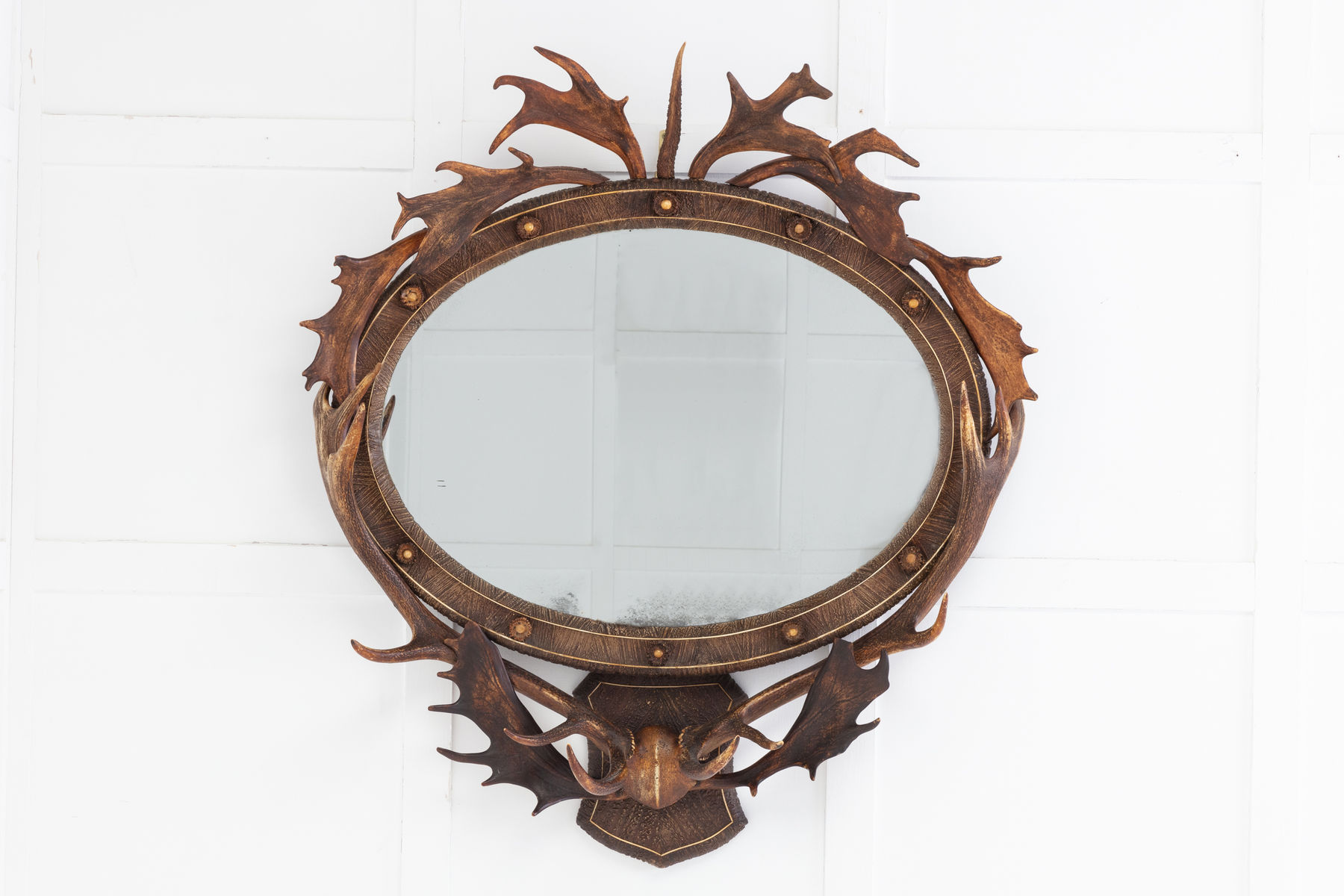 SOLD, 19th Century Oval Antler Mirror