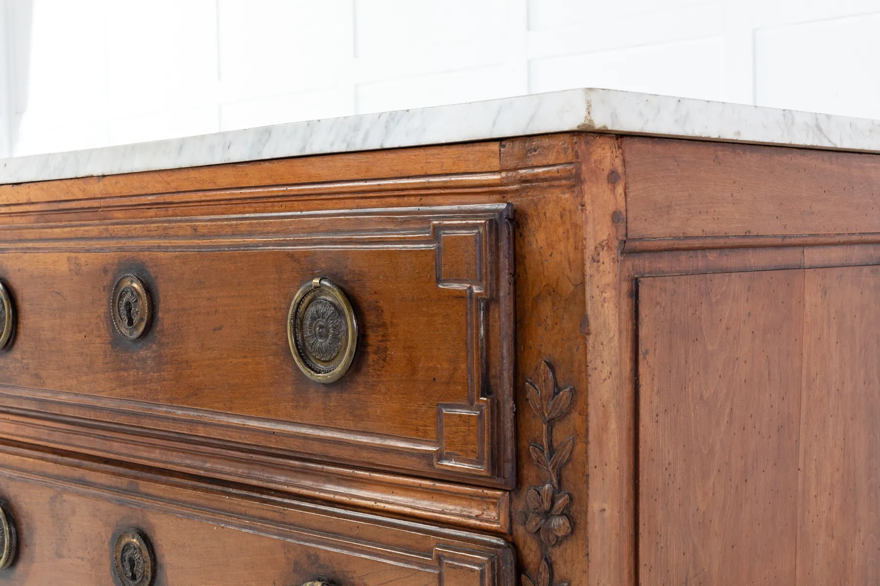 SOLD, 18th Century French Two Drawer Commode with Marble Top