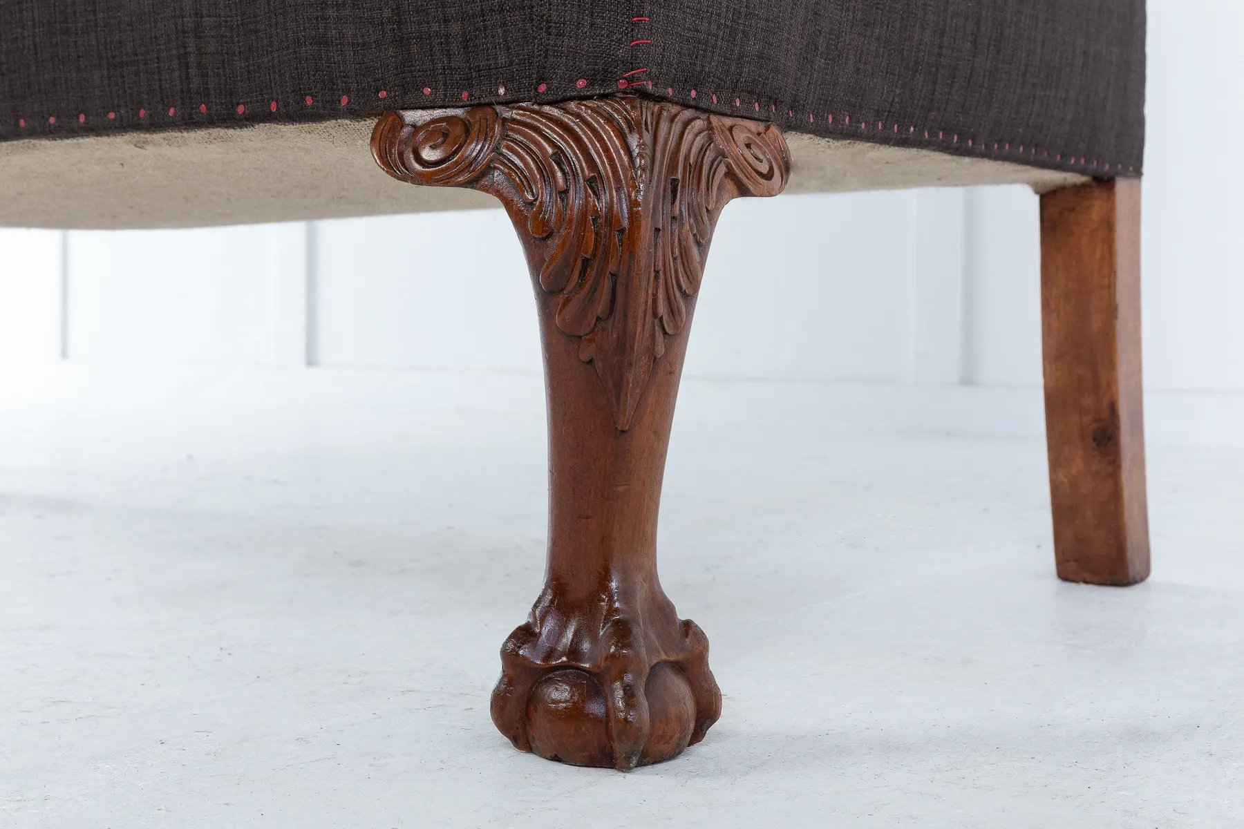 SOLD, English Mahogany Ball and Claw Sofa Circa 1910