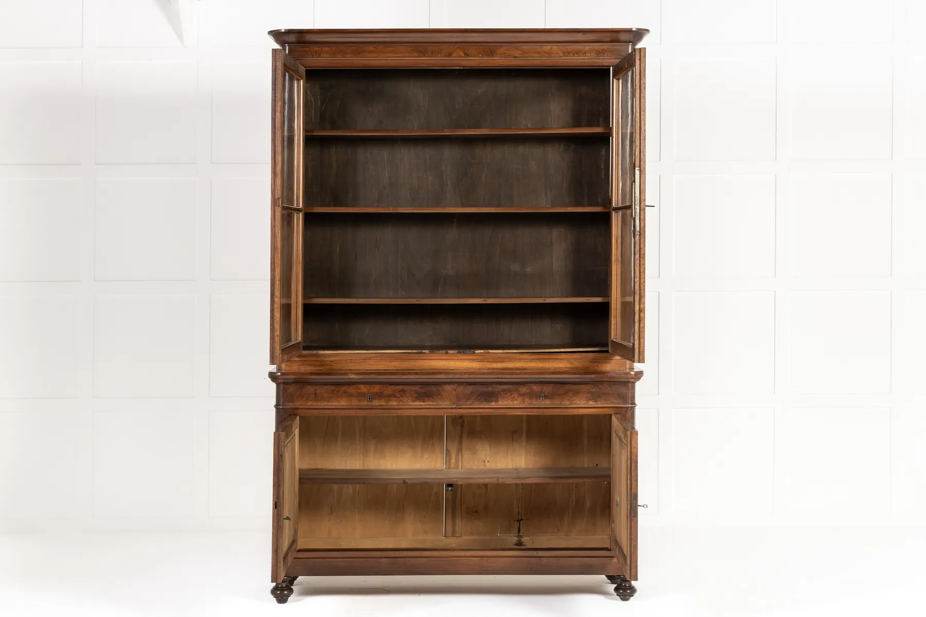 Large 19th Century Italian Walnut Cabinet/Bookcase