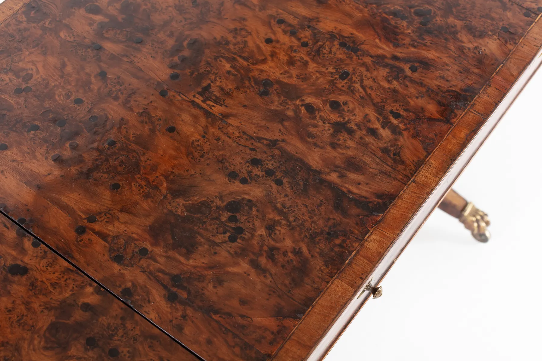 SOLD, 19th Century English Regency Burr Yew Sofa Table