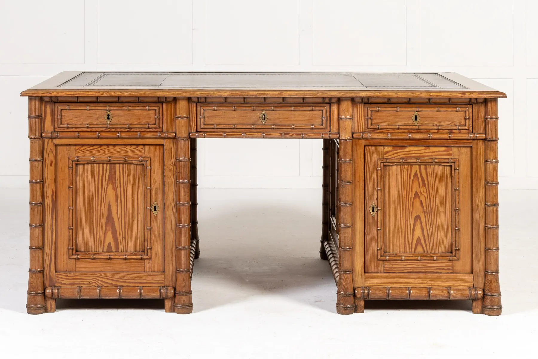 19th Century French Faux Bamboo Partners Desk