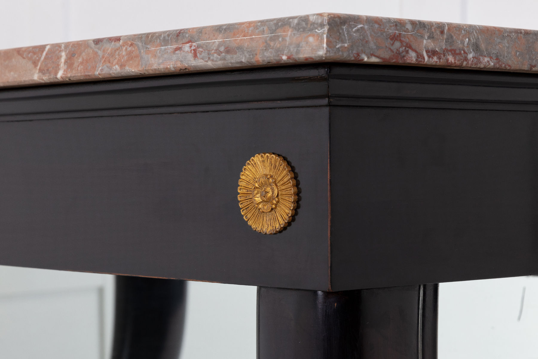 19th Century French Ebonised Console Table with Marble Top