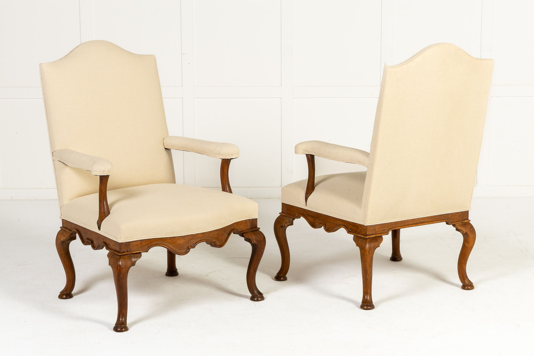 Pair of Large Scale 18th Century French Walnut Library Armchairs