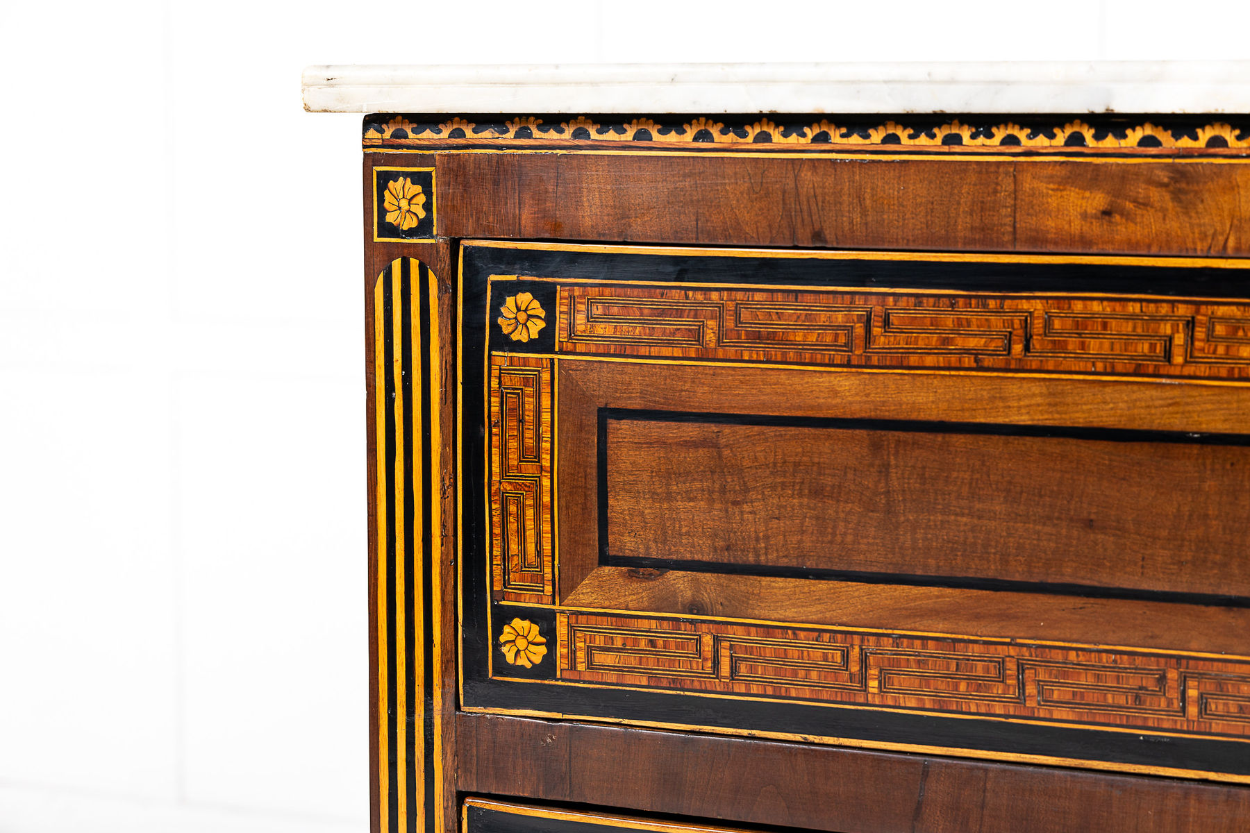 Late 18th Century North Italian Marquetry Commode with Marble Top