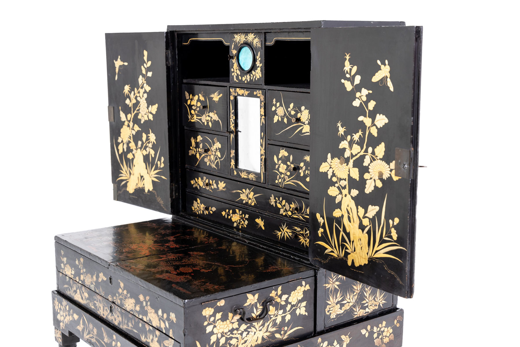 19th Century Chinese Export Lacquer Writing Table/Cabinet