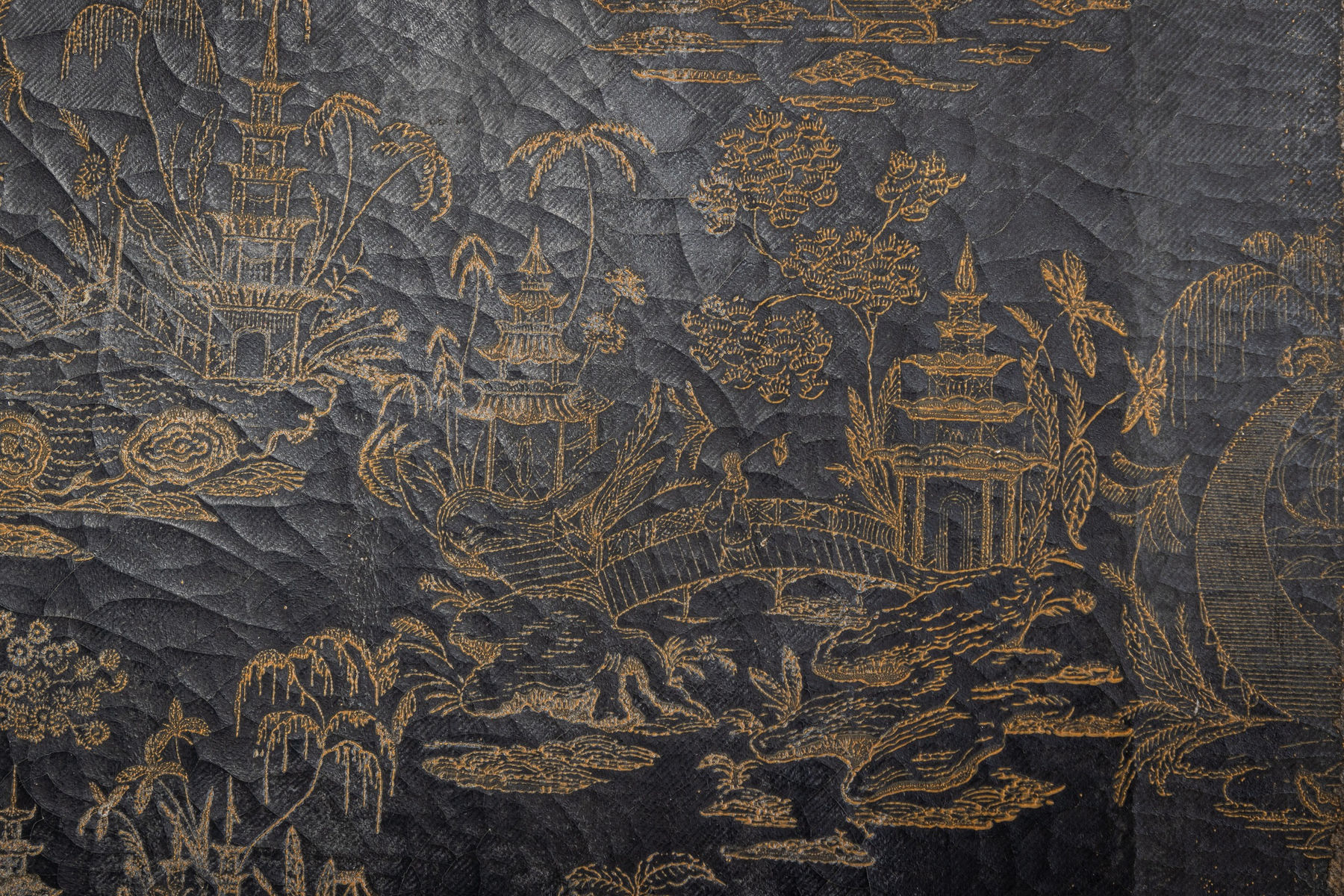 Set of Six 19th Century Chinese Painted Cloth Panels