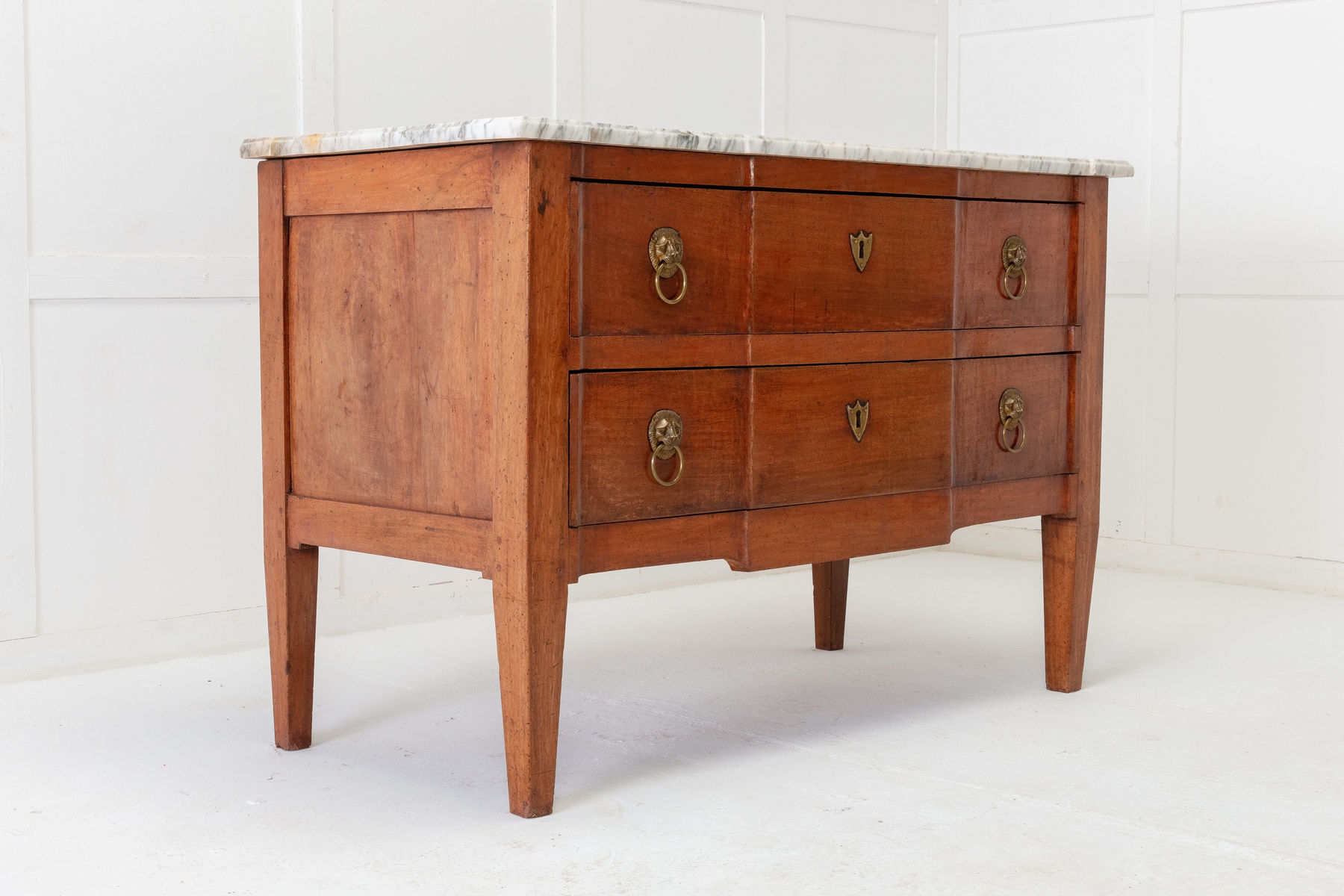 SOLD, 18th Century French Walnut Chest of Drawers with Marble Top