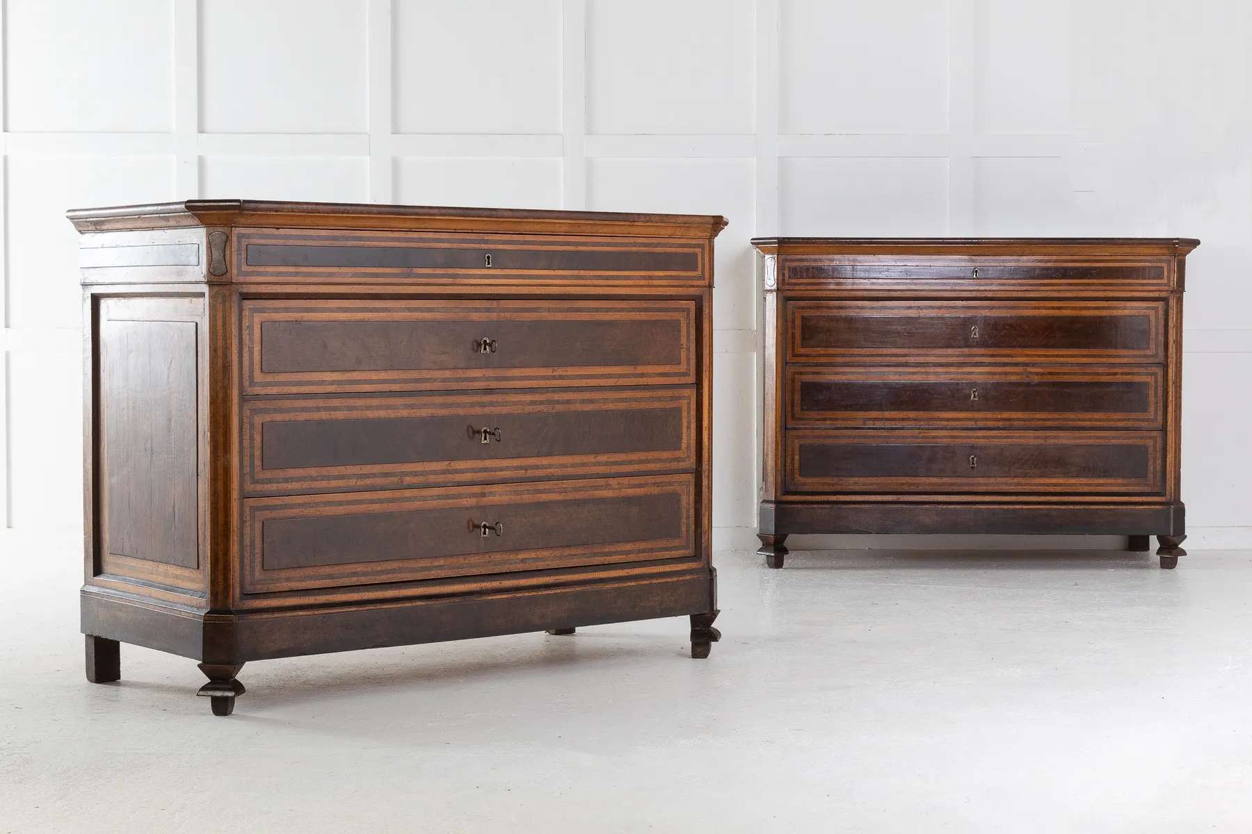 SOLD, Pair of 18th Century Italian Walnut Commodes