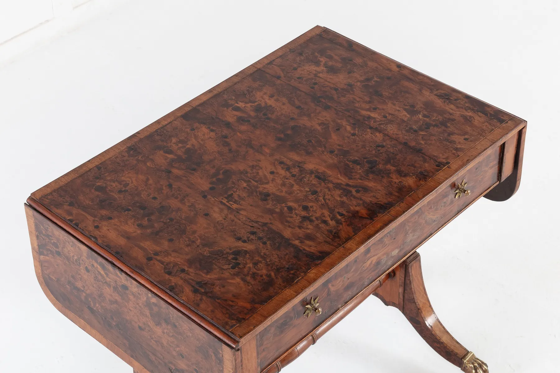 SOLD, 19th Century English Regency Burr Yew Sofa Table