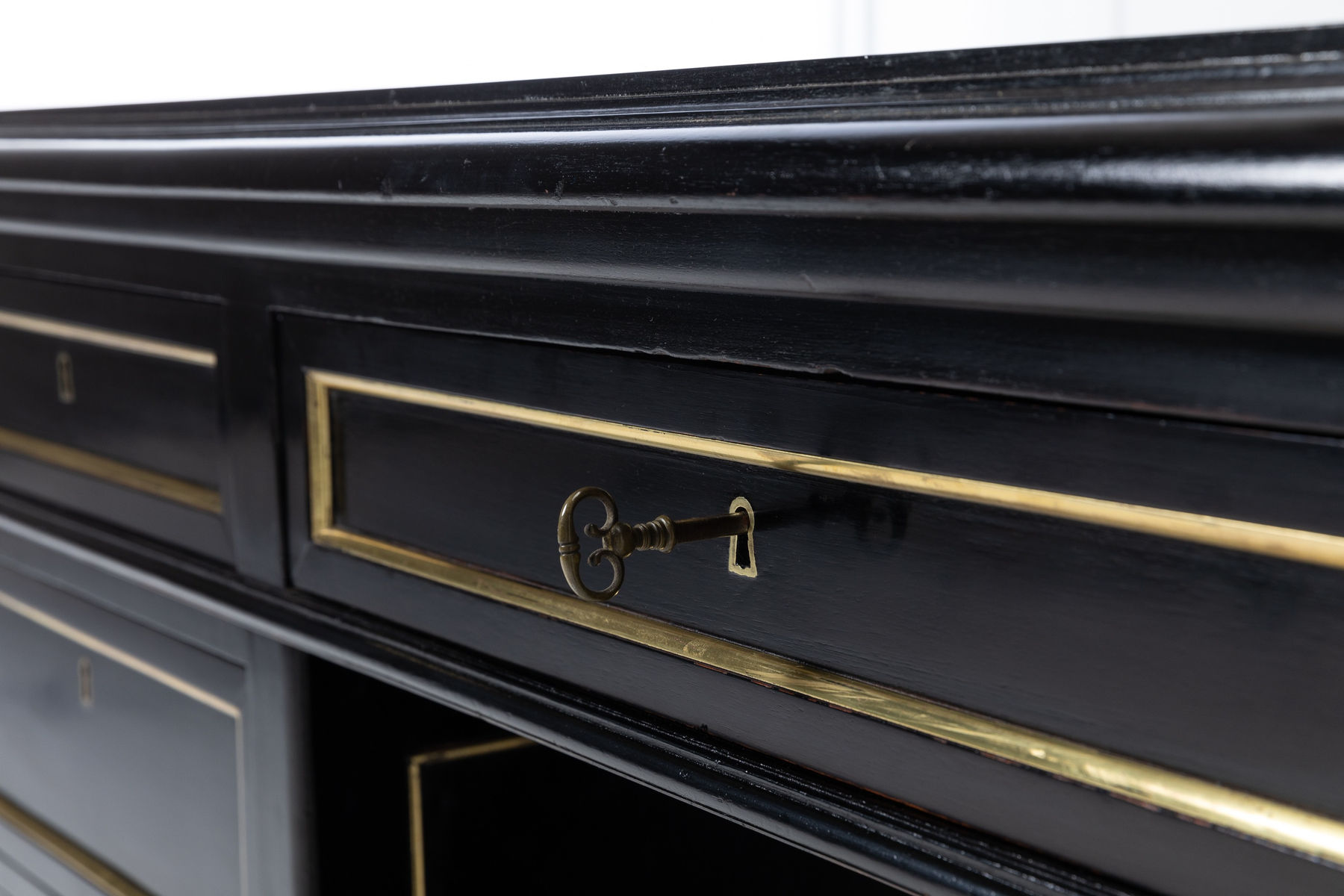 French Ebonised Pedestal Desk C.1900