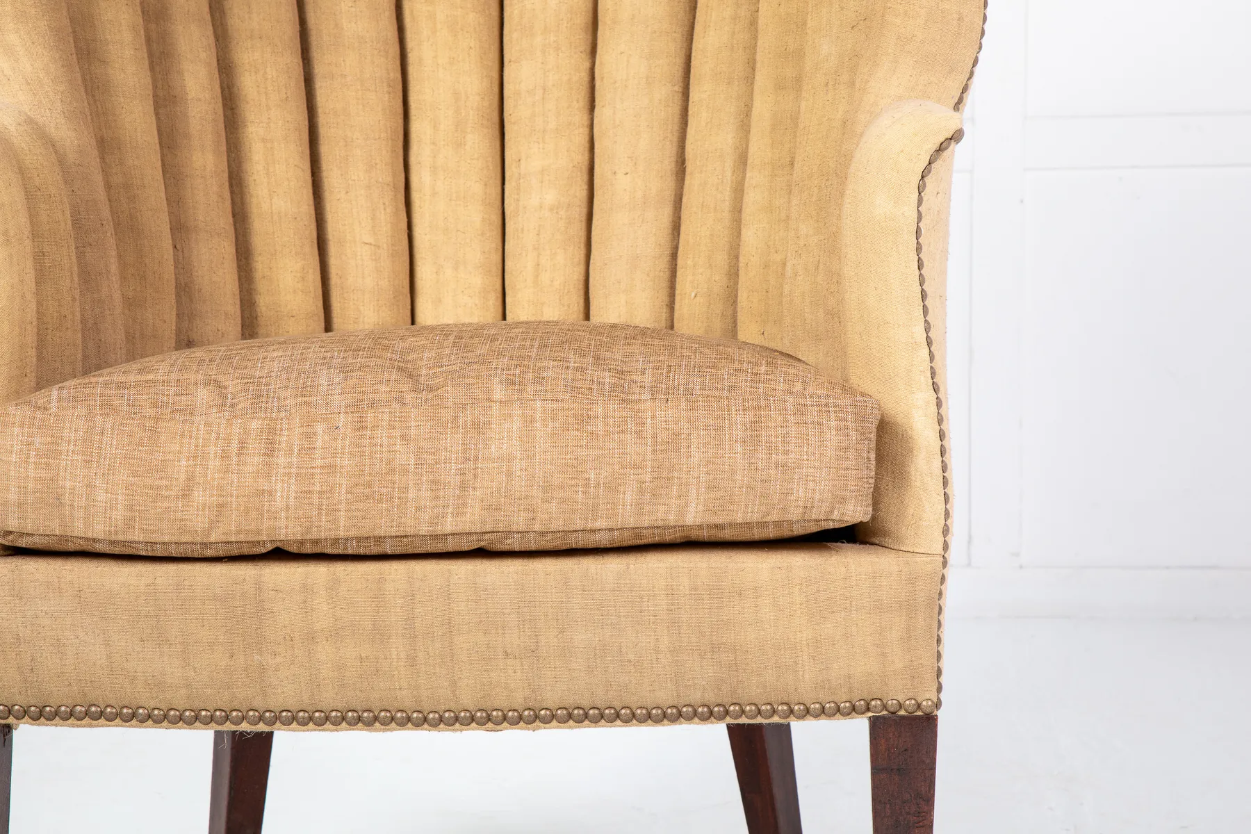 19th Century English Mahogany Barrel Back Wing Chair
