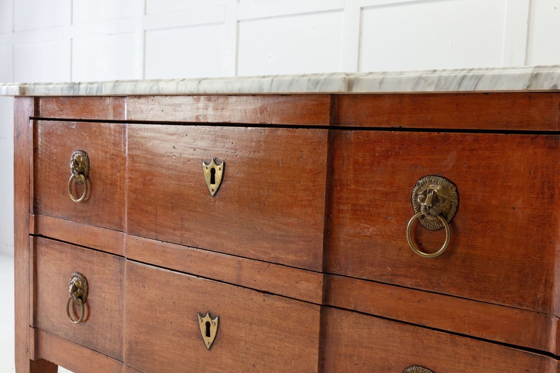 SOLD, 18th Century French Walnut Chest of Drawers with Marble Top