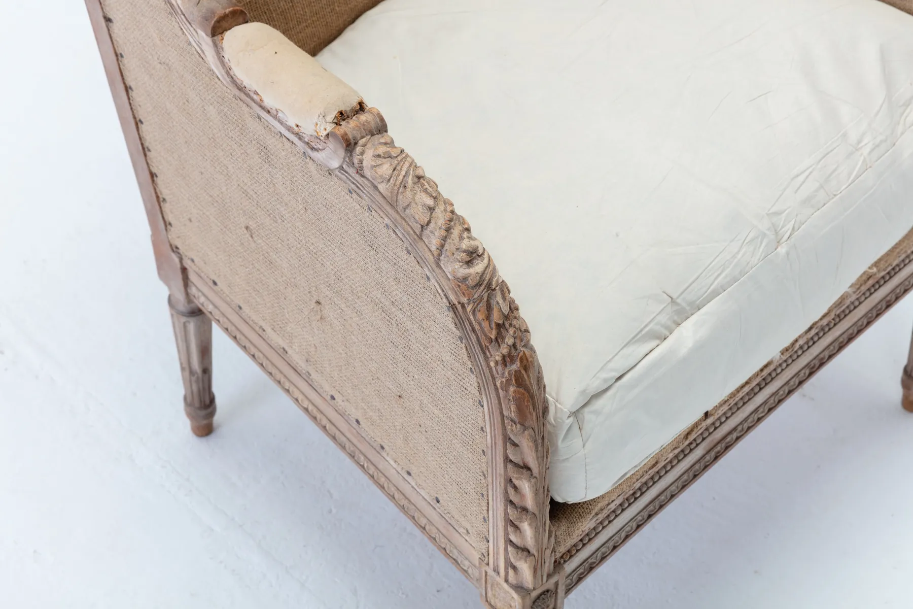 SOLD, 19th Century French Carved Wood Wing Chair