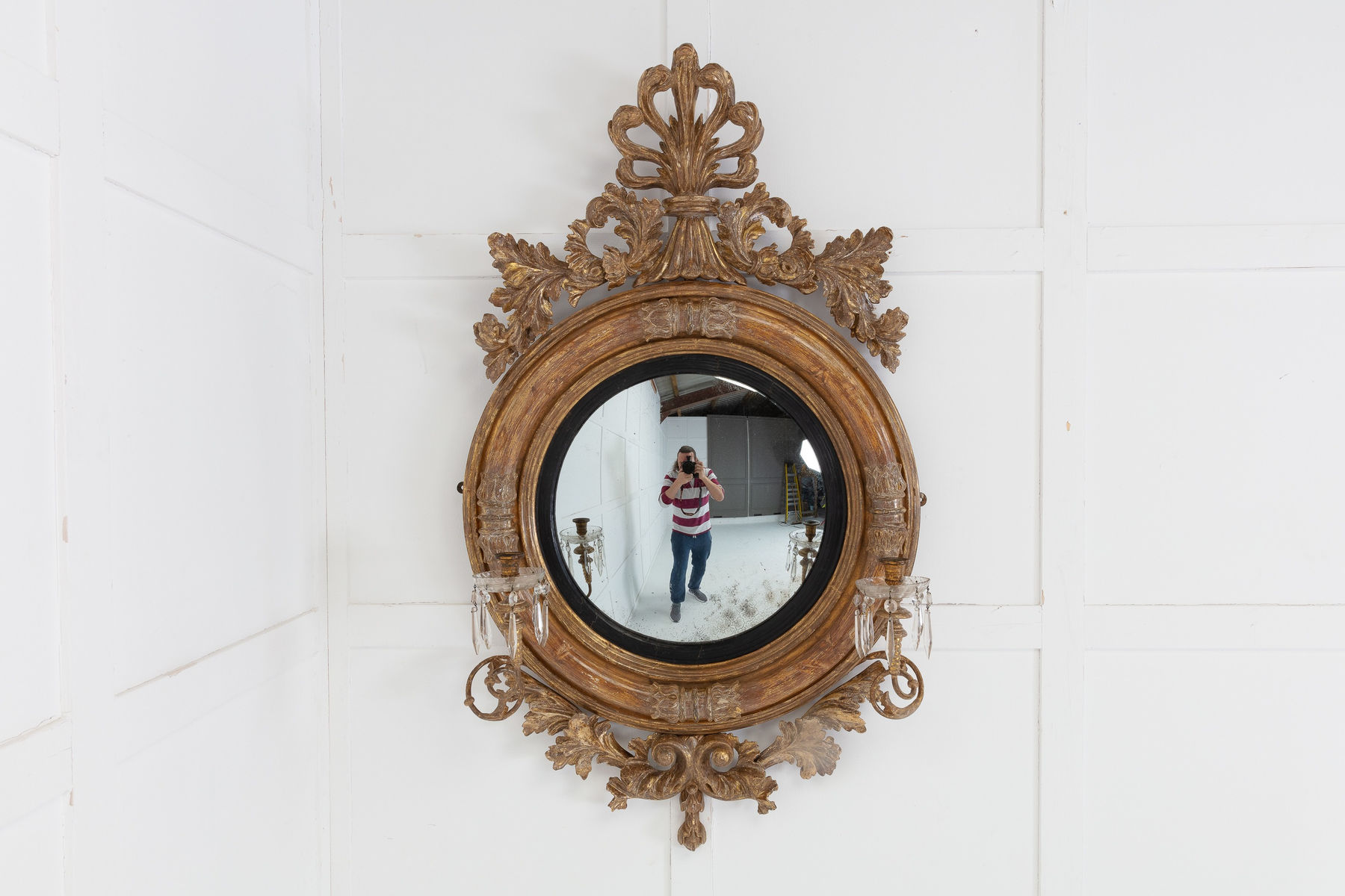 SOLD, Large 19th Century Regency Giltwood Convex Wall Mirror