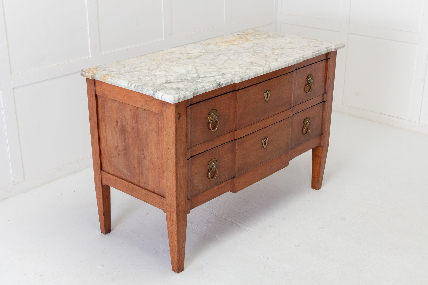 SOLD, 18th Century French Walnut Chest of Drawers with Marble Top