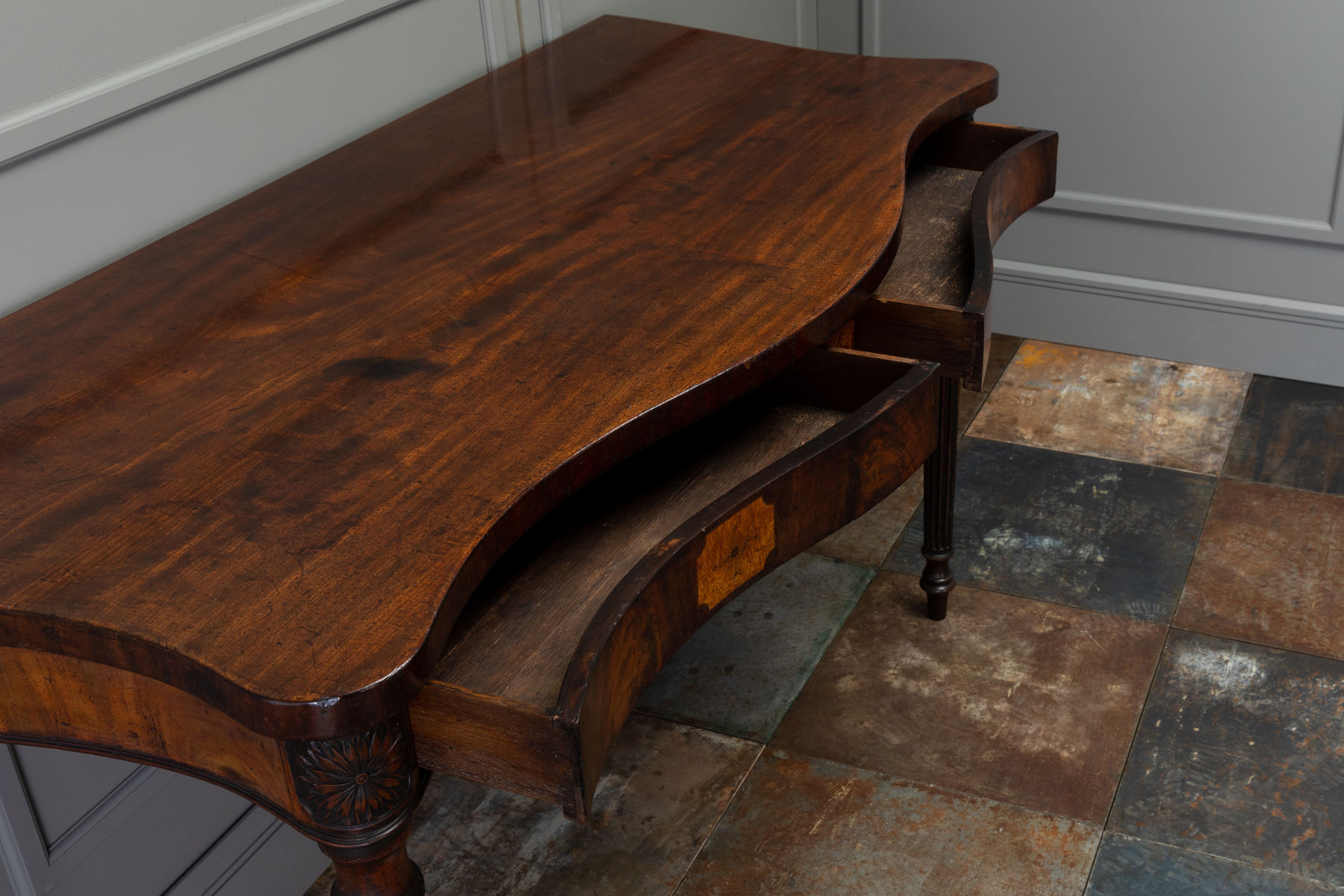 George III Mahogany Serpentine Side/Serving Table