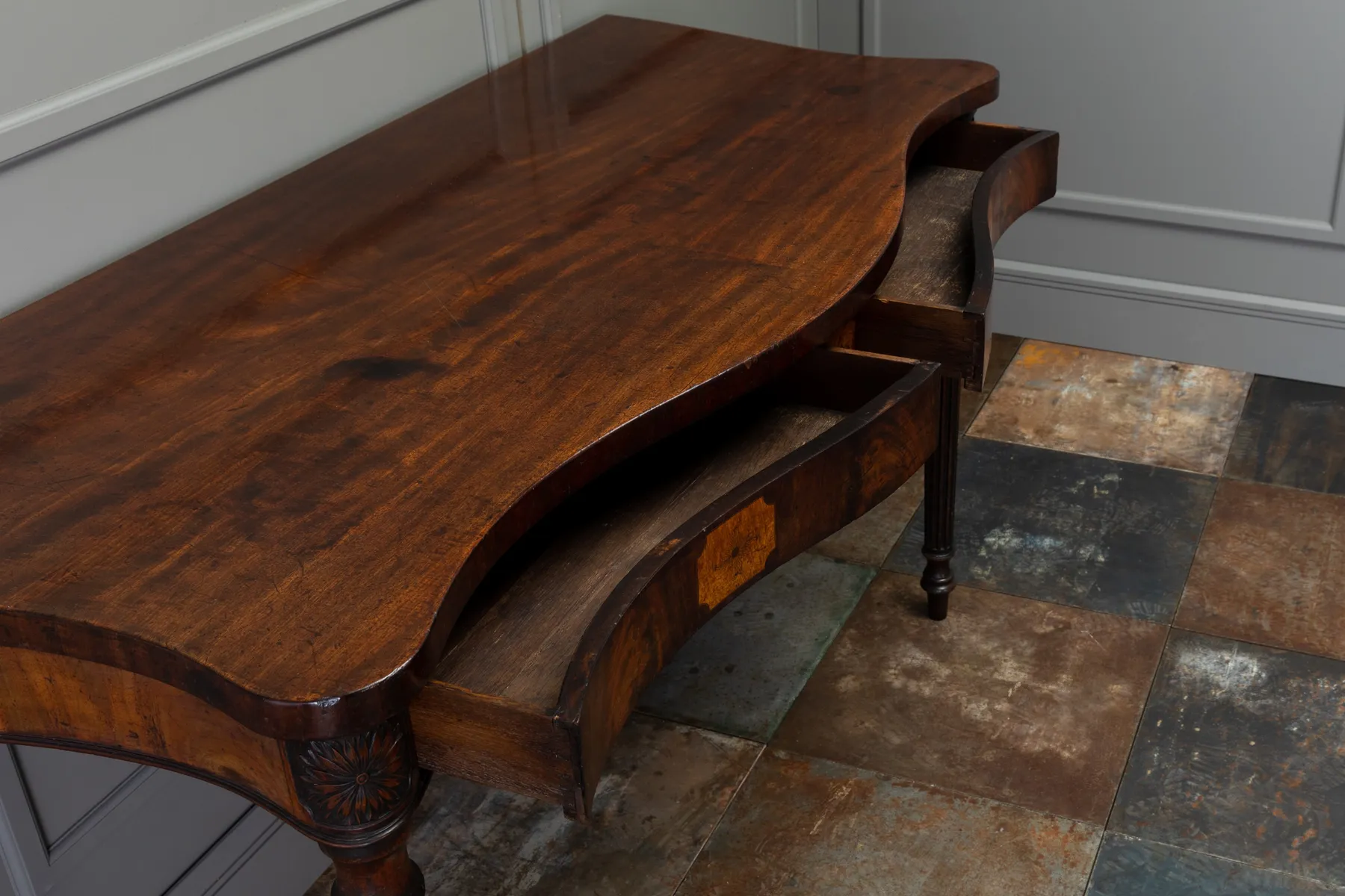 SOLD, George III Mahogany Serpentine Side/Serving Table