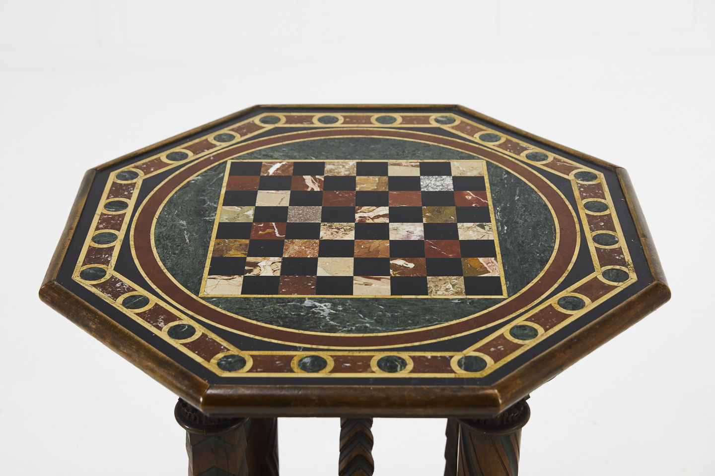 19th Century French Octagonal Oak Specimen Marble Top Table