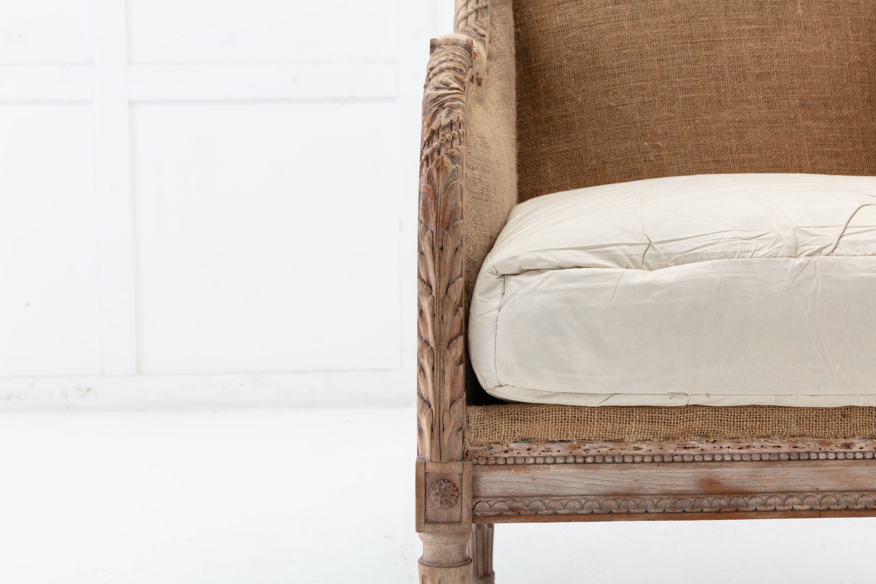 SOLD, 19th Century French Carved Wood Wing Chair