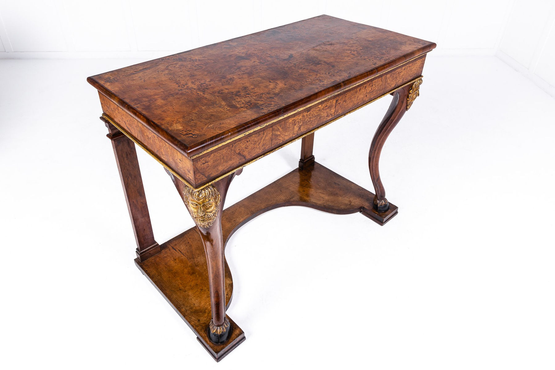 Pair of Rare Early 19th Century Italian Walnut and Burr Yew Console Tables