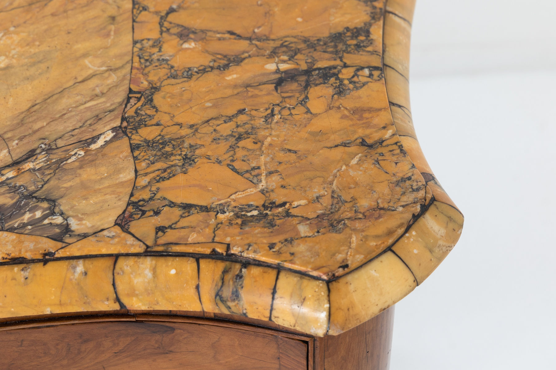 18th Century Italian Olive Wood Chest of Drawers with Marble Top