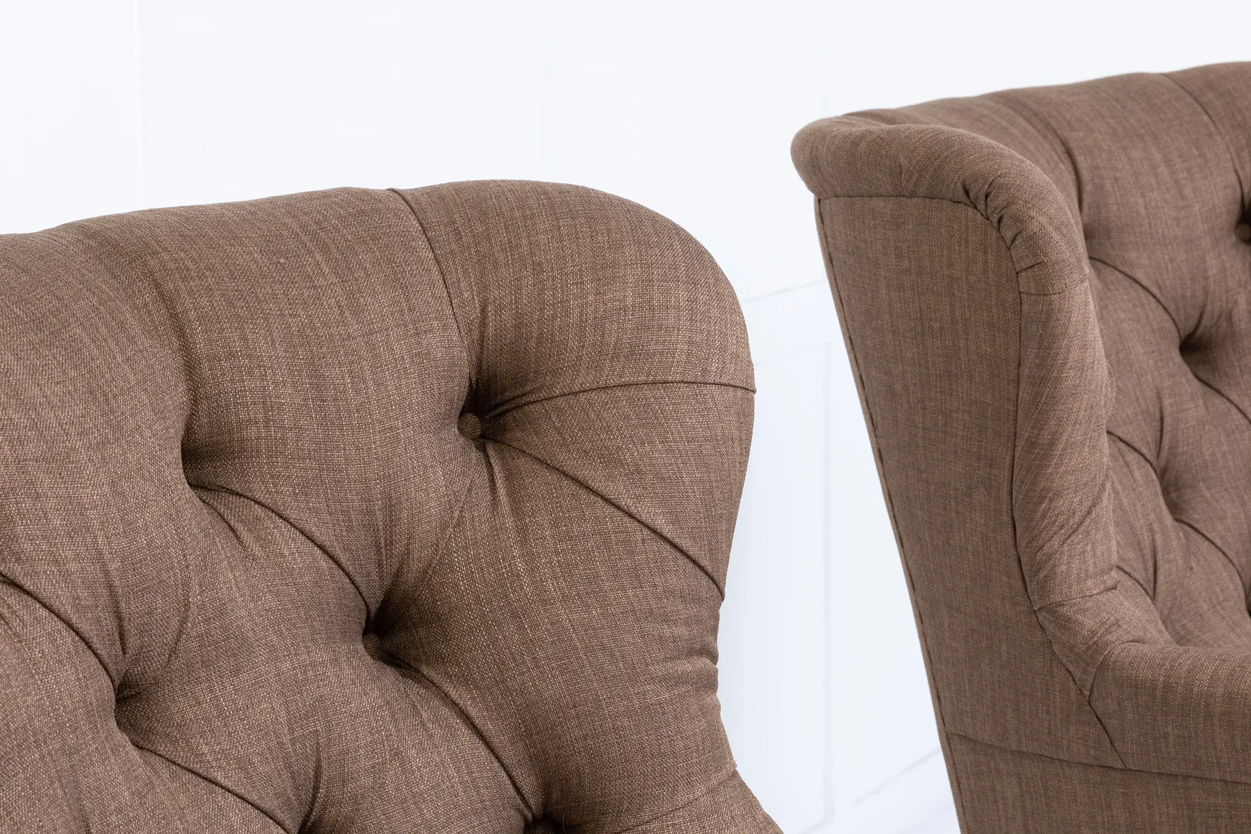 SOLD, Pair of 19th Century English Button Back Armchairs