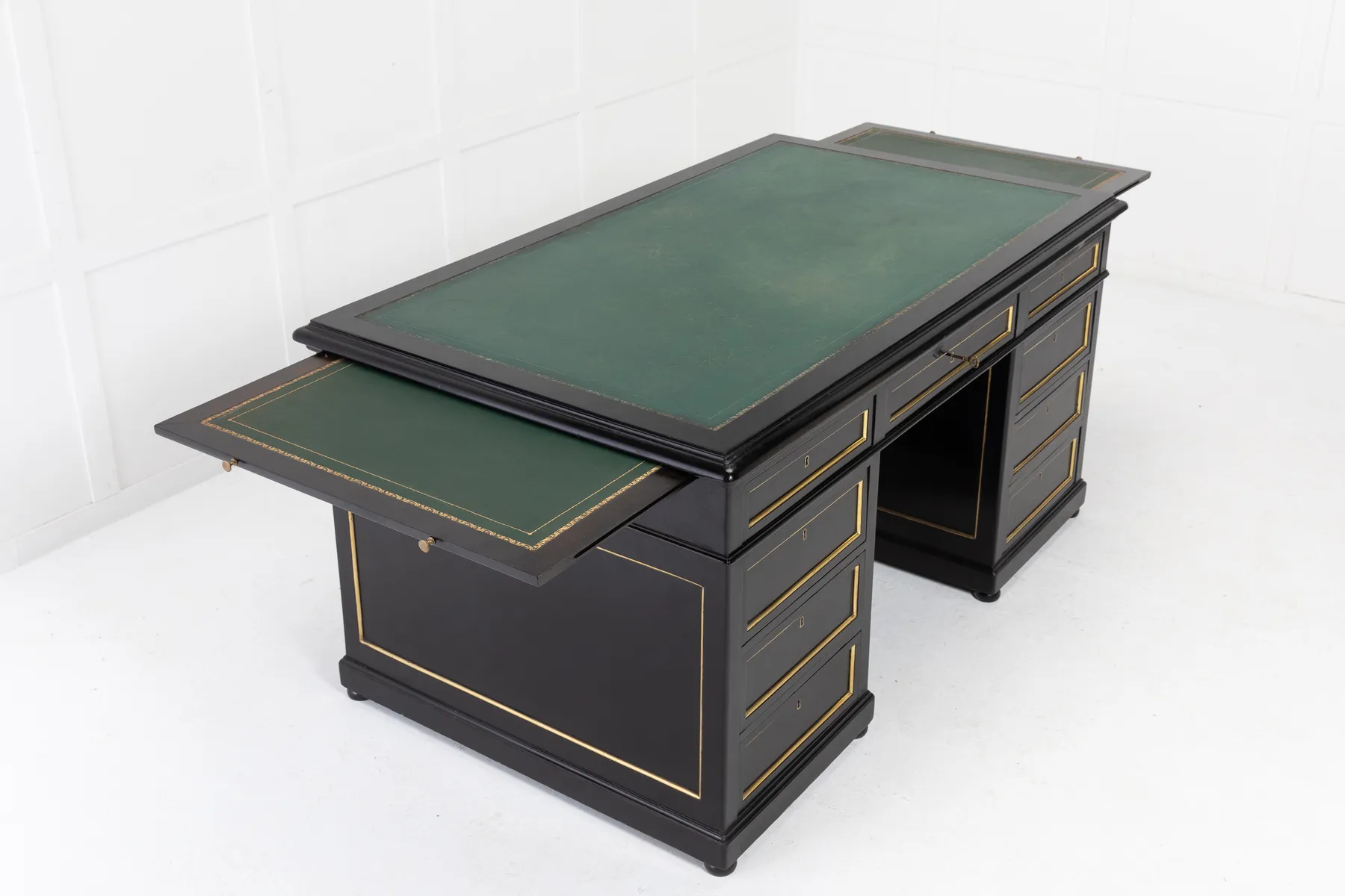 1930s French Ebonised Pedestal Desk
