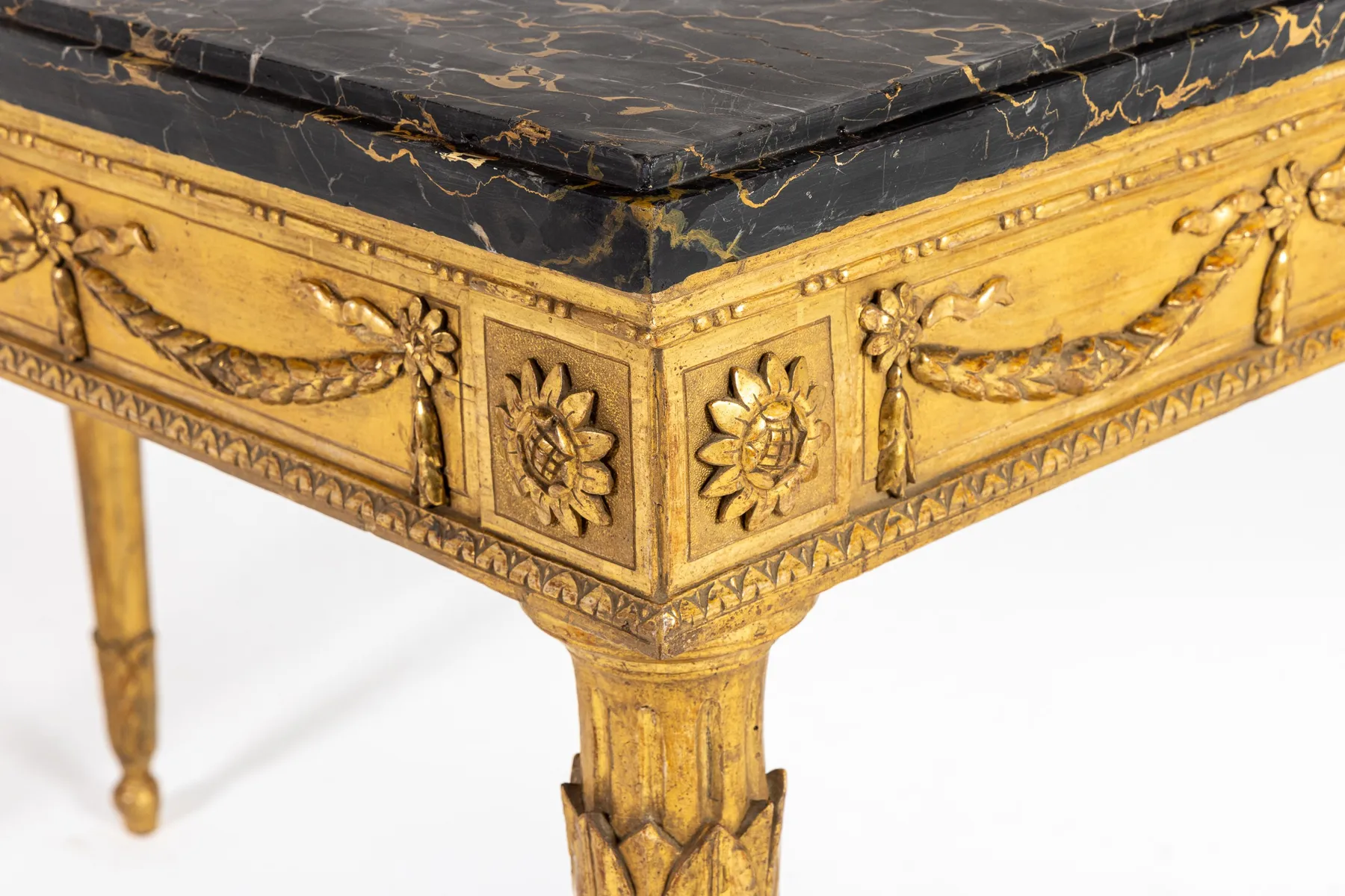 Late 18th Century Italian Giltwood Console Table with Marble Top