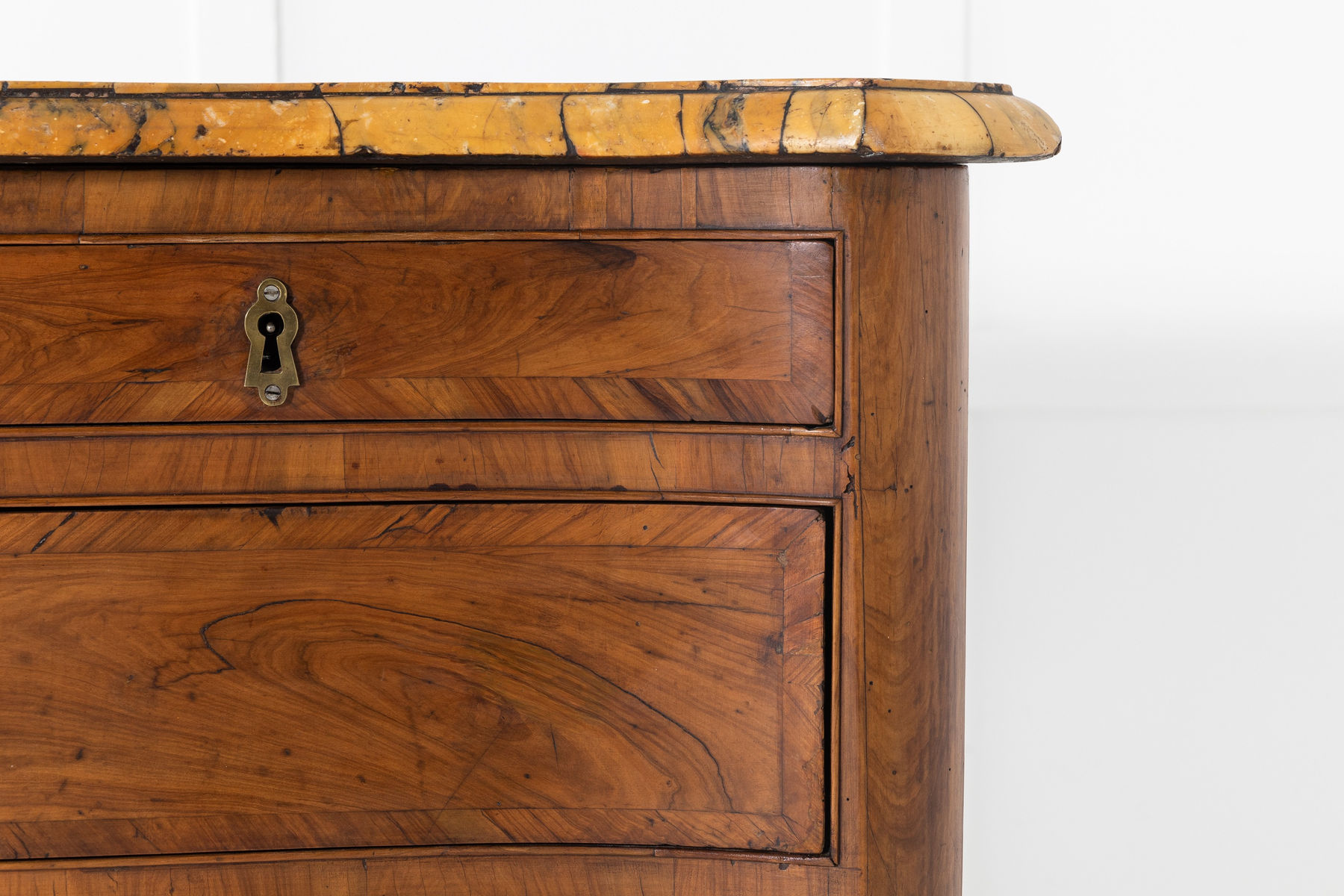 18th Century Italian Olive Wood Chest of Drawers with Marble Top