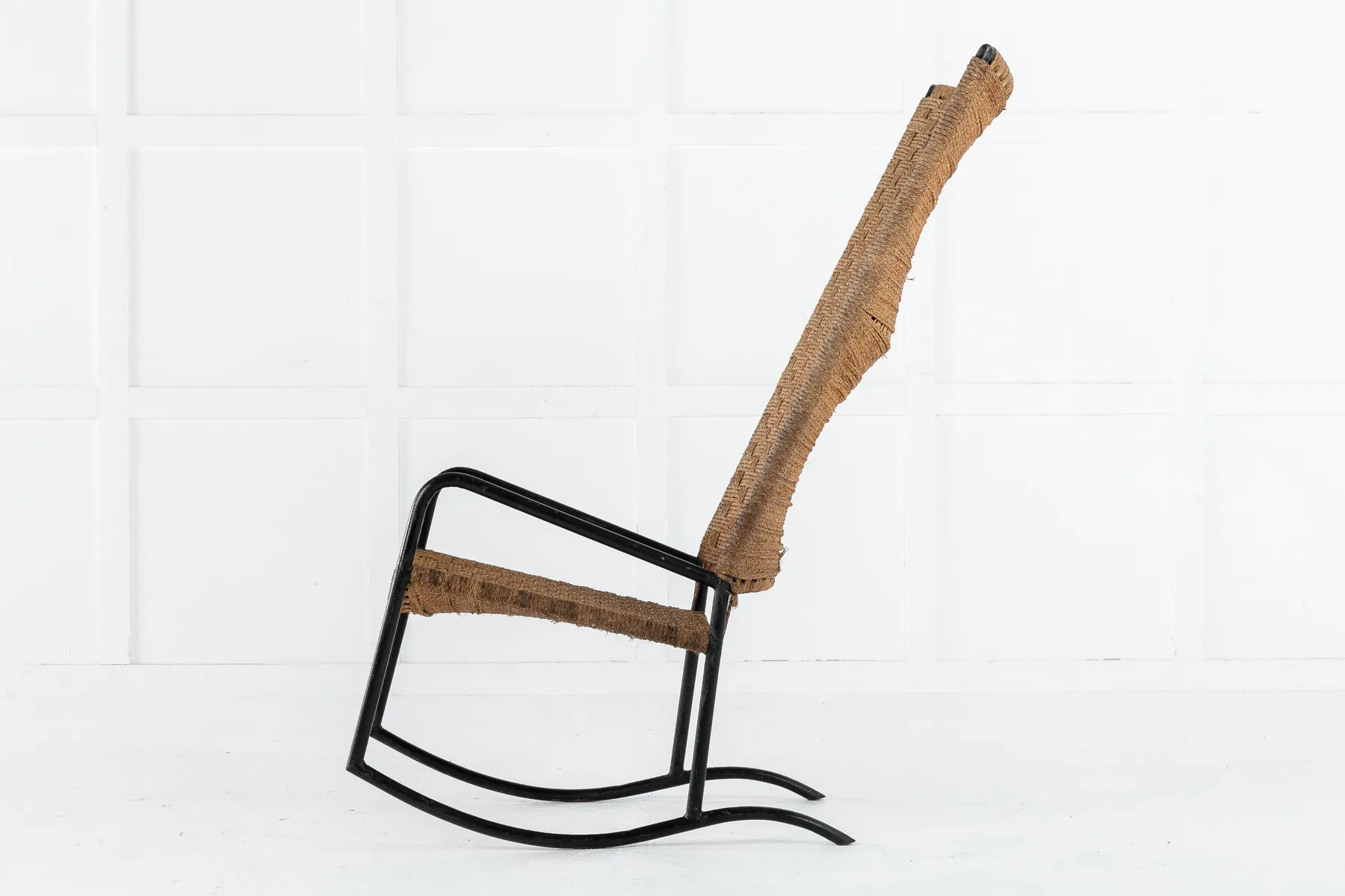 SOLD, 1960s Spanish Metal and Seagrass Chair