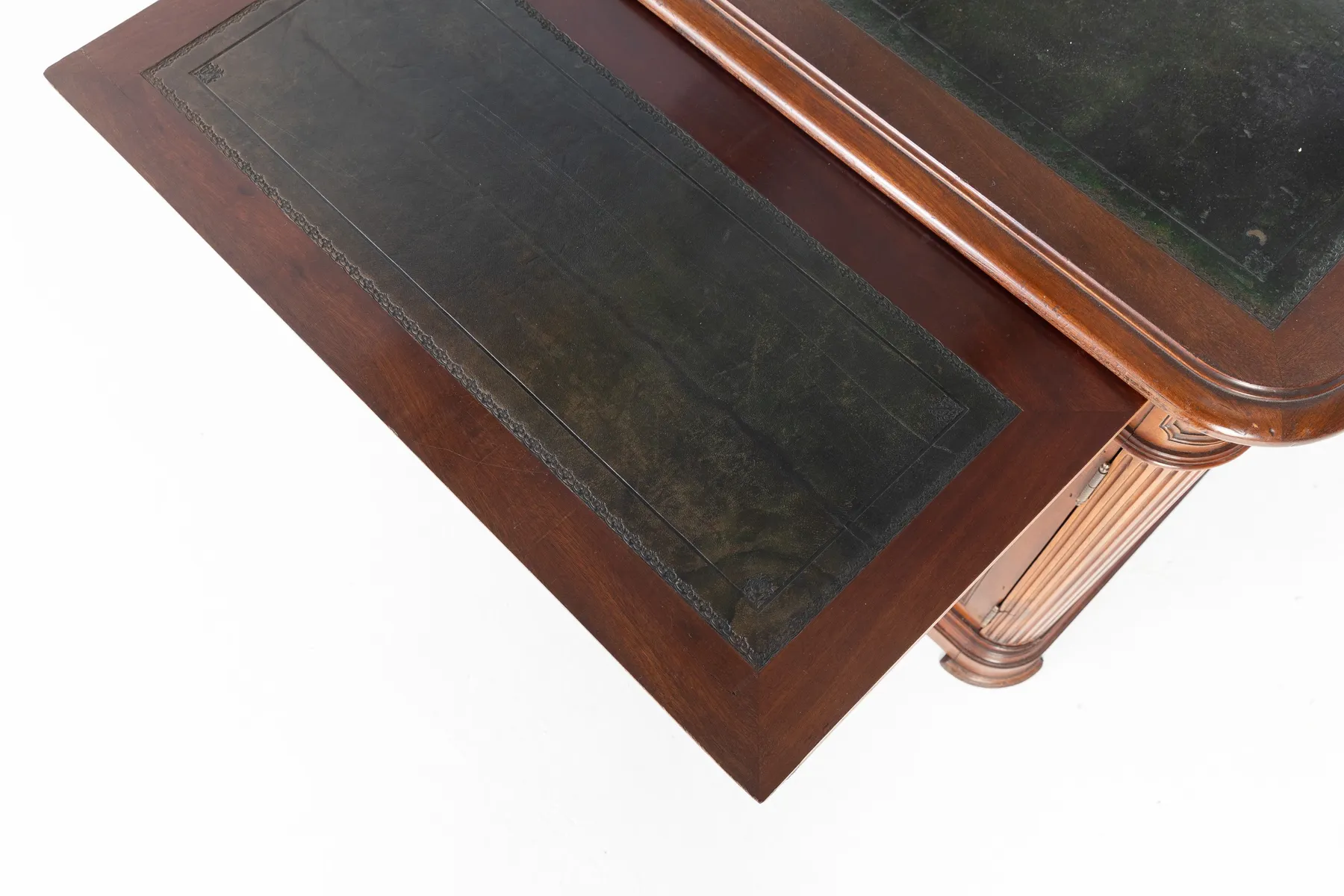 SOLD, Large 1940s French Mahogany Desk with Leather Top