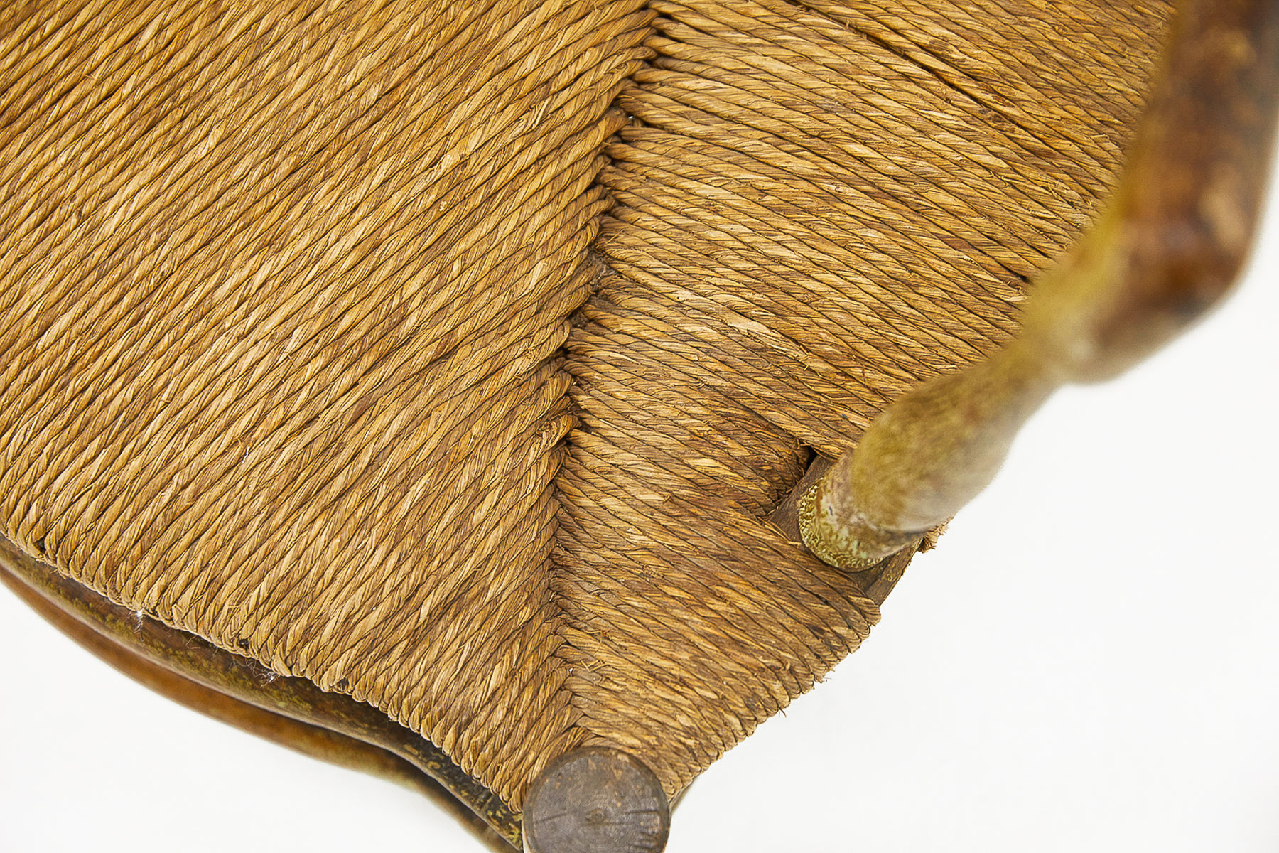 SOLD, 18th Century French Rush Seat Ladder Back Painted Sofa