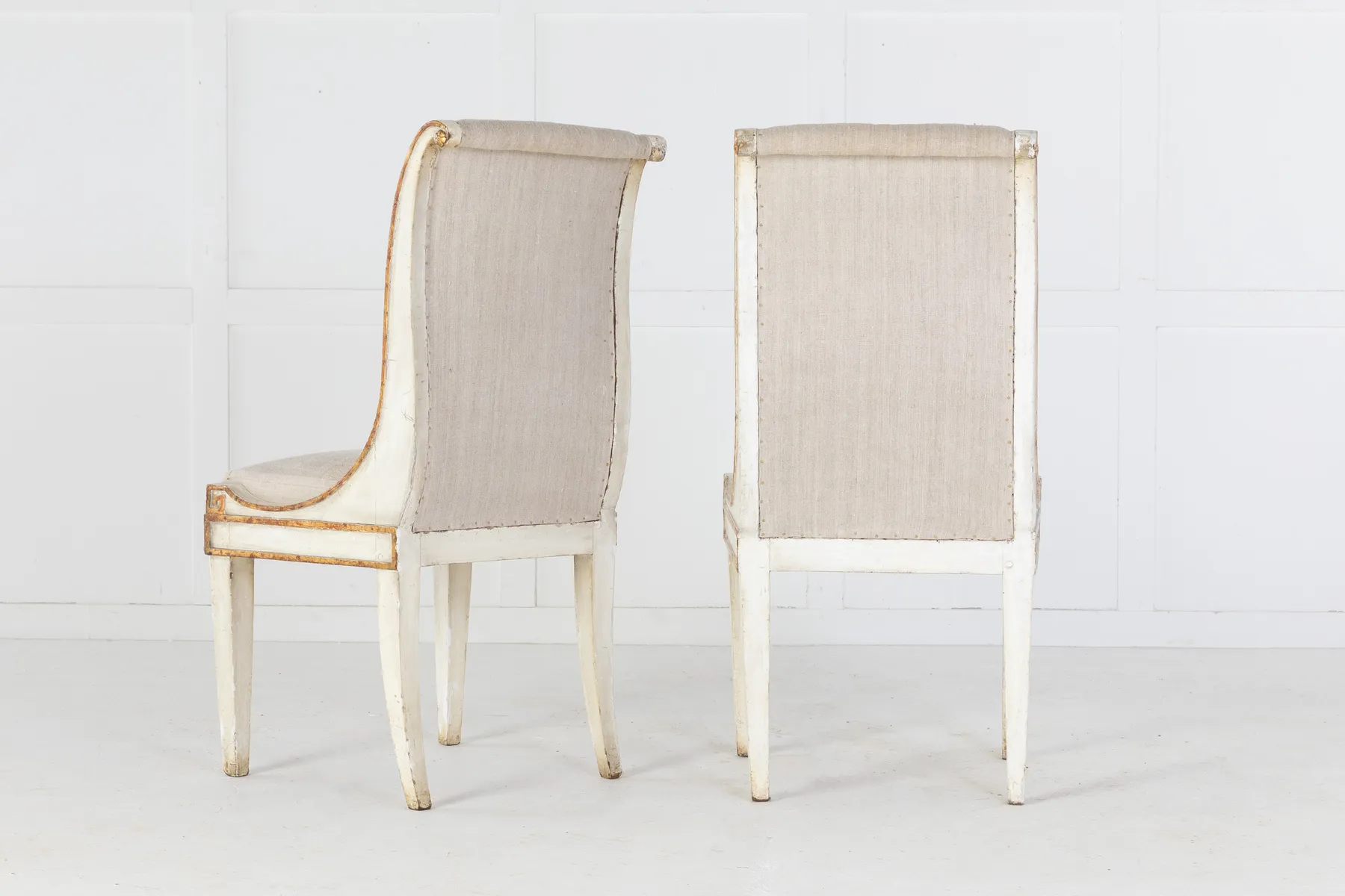 SOLD, Set of Four Italian 19th Century Gilt and Painted Chairs