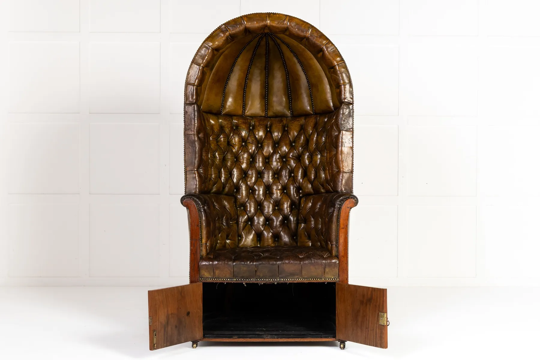 Large 18th Century English Leather Porters Chair