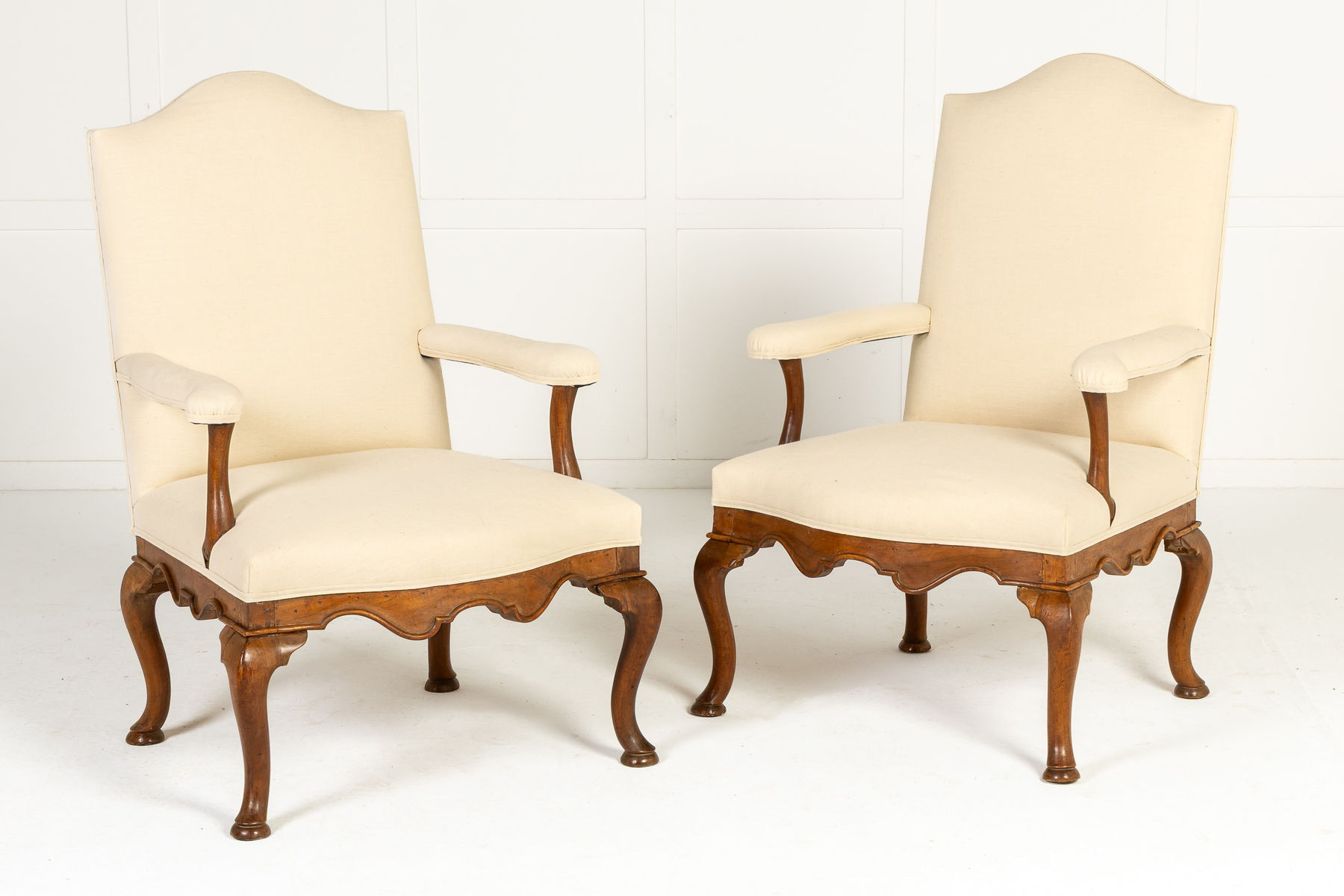 Pair of Large Scale 18th Century French Walnut Library Armchairs