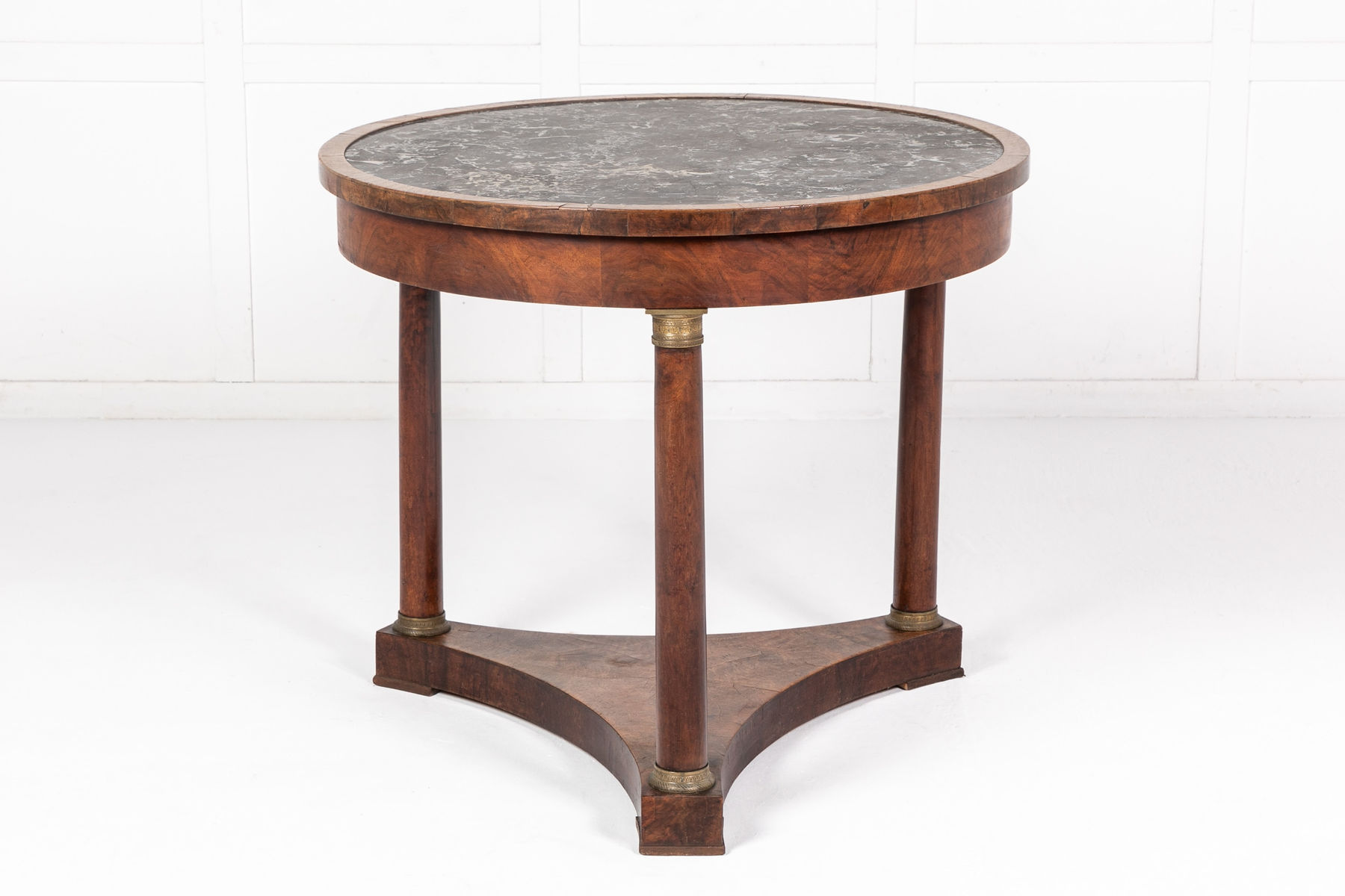 19th Century French Walnut Guéridon with Marble Top