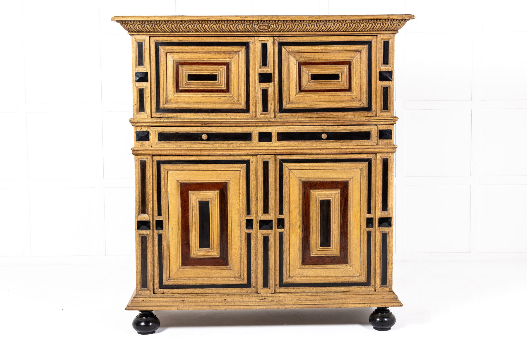 17th Century Dutch Oak, Ebony and Rosewood Cabinet