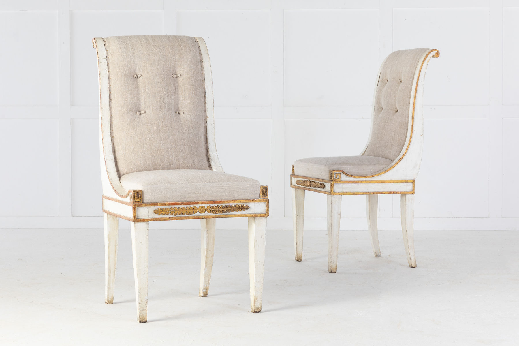 Pair of Early 19th Century Painted Italian Side Chairs