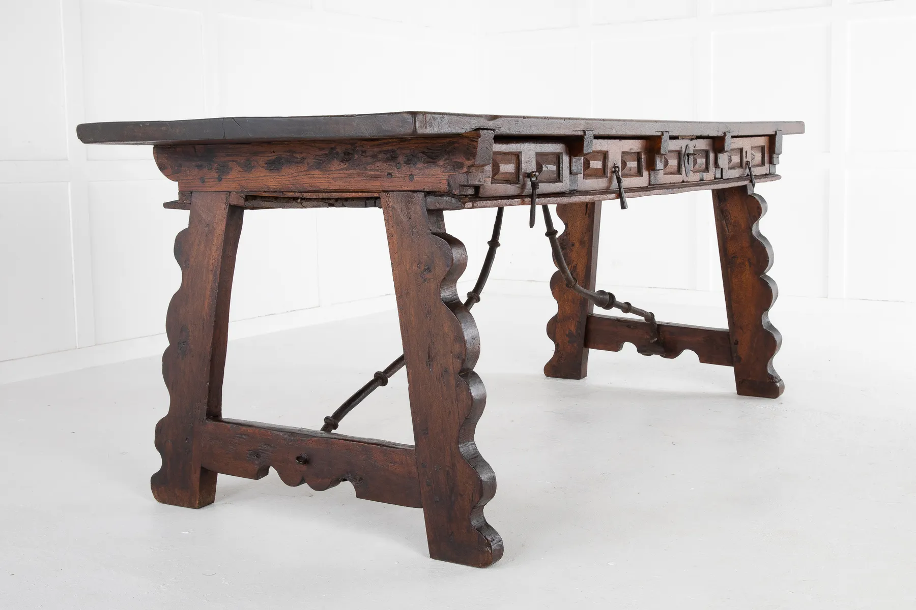 SOLD, Early 18th Century Walnut Spanish Desk/Serving Table