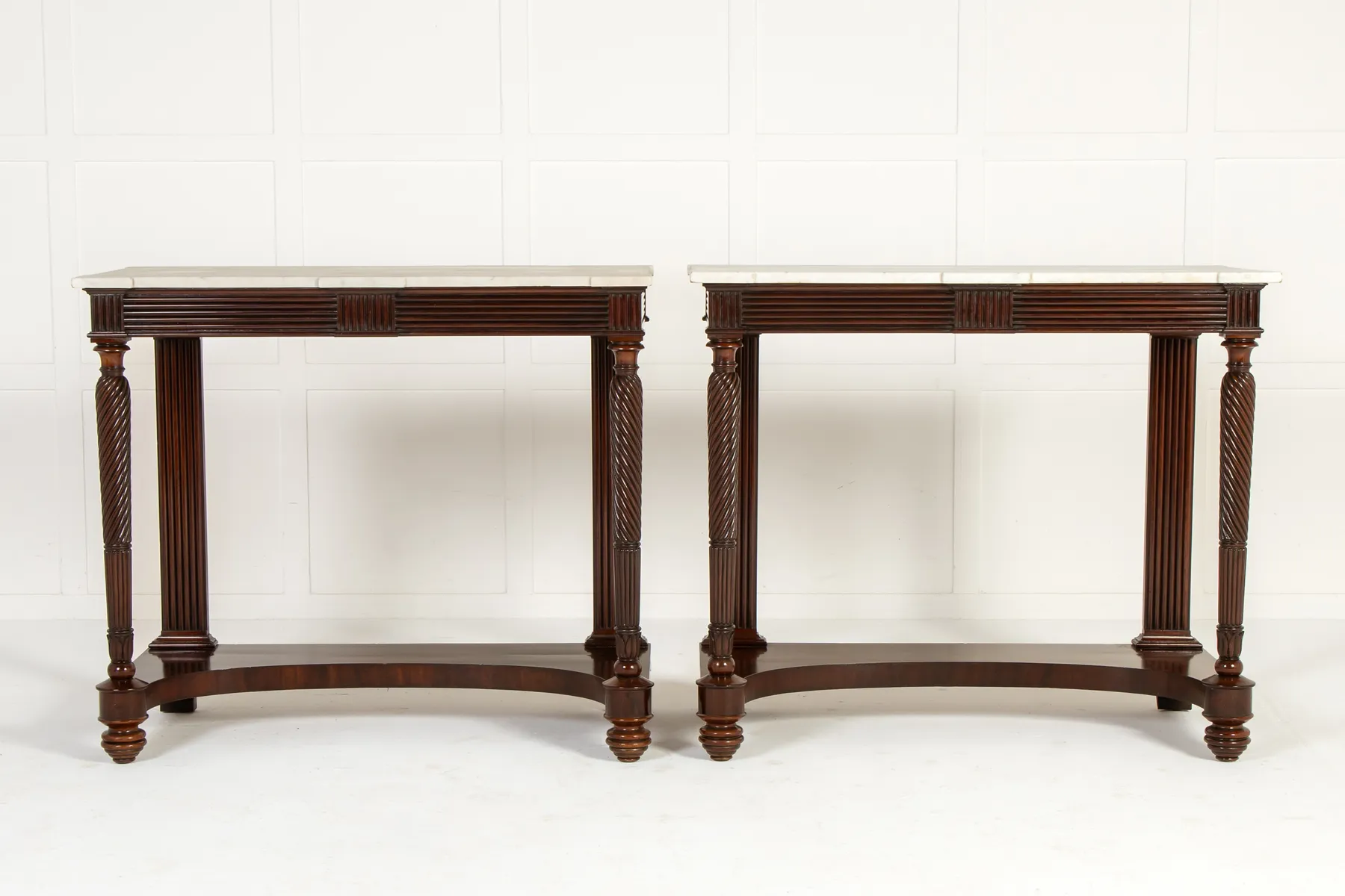 Pair of 19th Century Italian Mahogany Console Tables