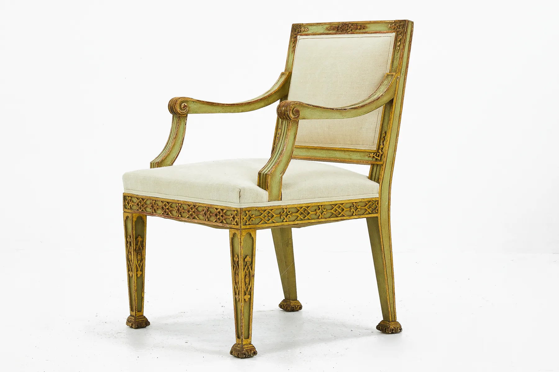 19th Century Italian Painted and Gilt Armchair