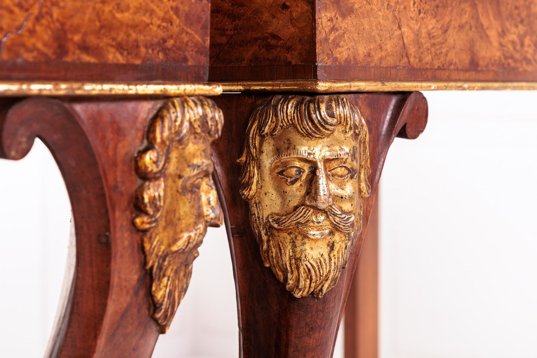 Pair of Rare Early 19th Century Italian Walnut and Burr Yew Console Tables